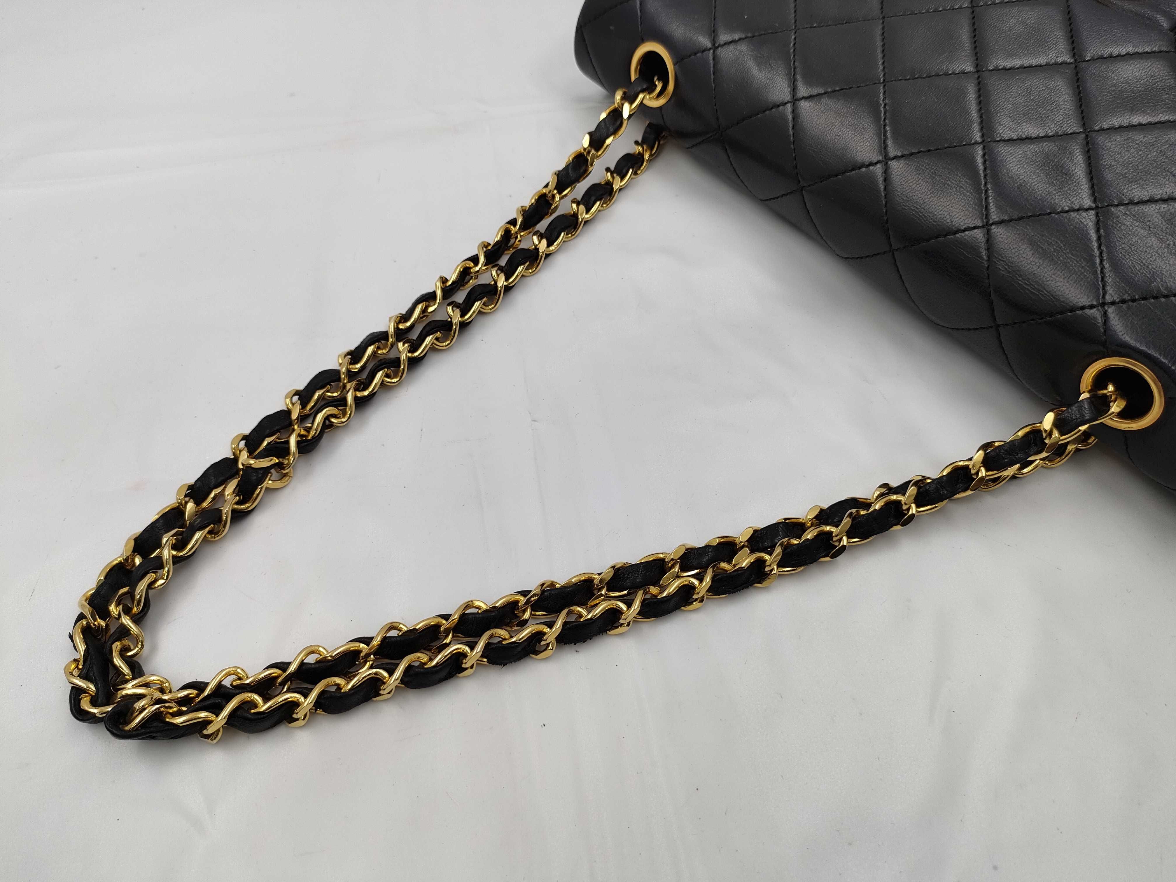 Lambskin Matelassé Double Flap Lambskin Shoulder Bag, Black with Gold Hardware and Card Holder — view 5