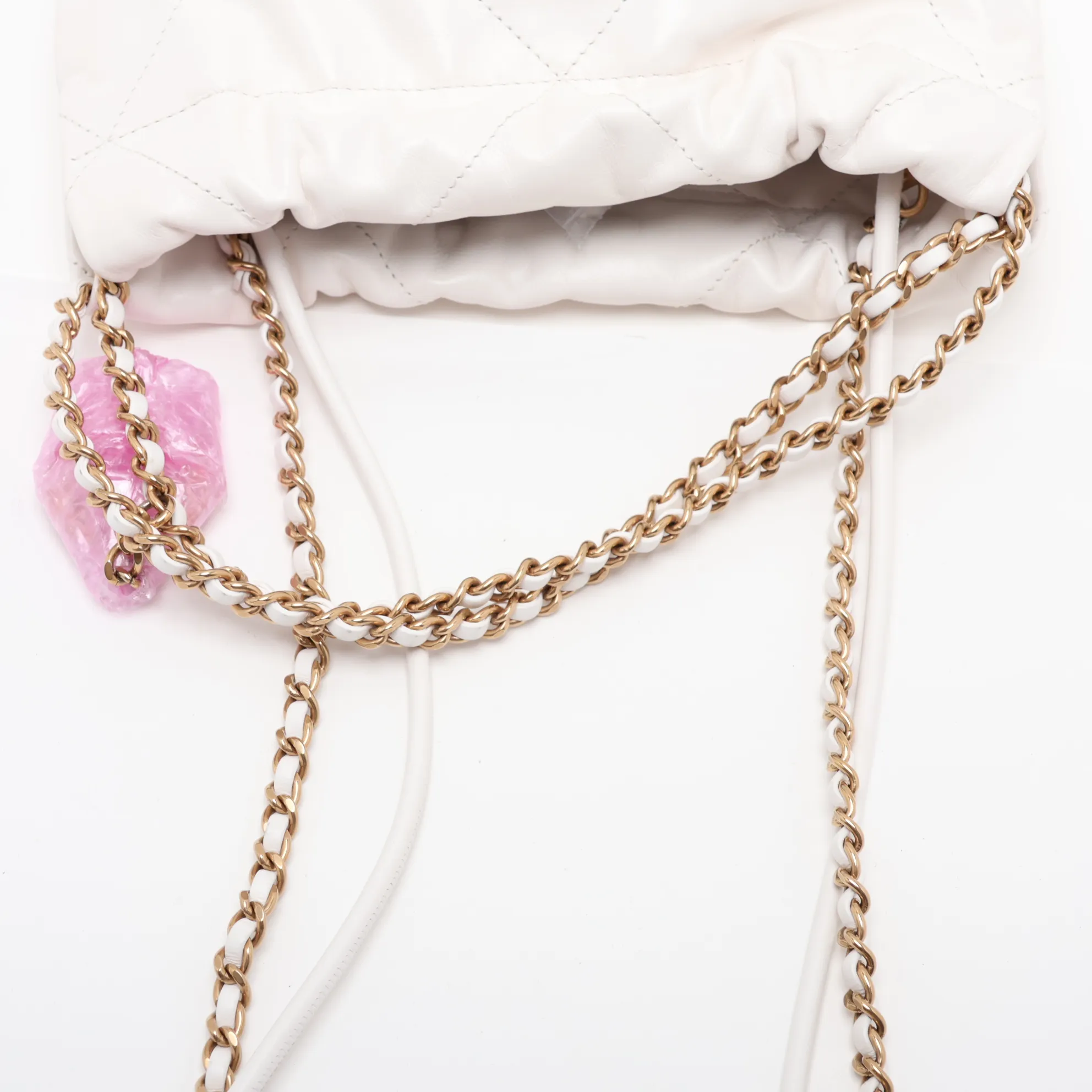 22 Mini Shiny Calfskin Chain Shoulder Bag White Gold Hardware GJ470U9H Random Plate AS3980 — view 5