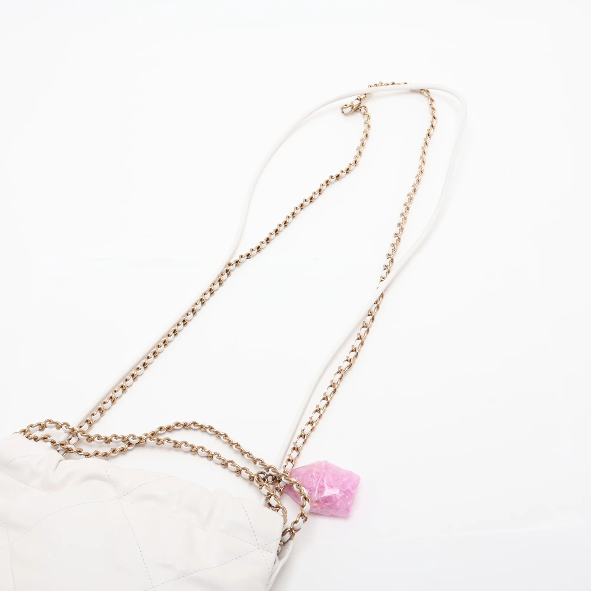 22 Mini Shiny Calfskin Chain Shoulder Bag White Gold Hardware GJ470U9H Random Plate AS3980 — view 7