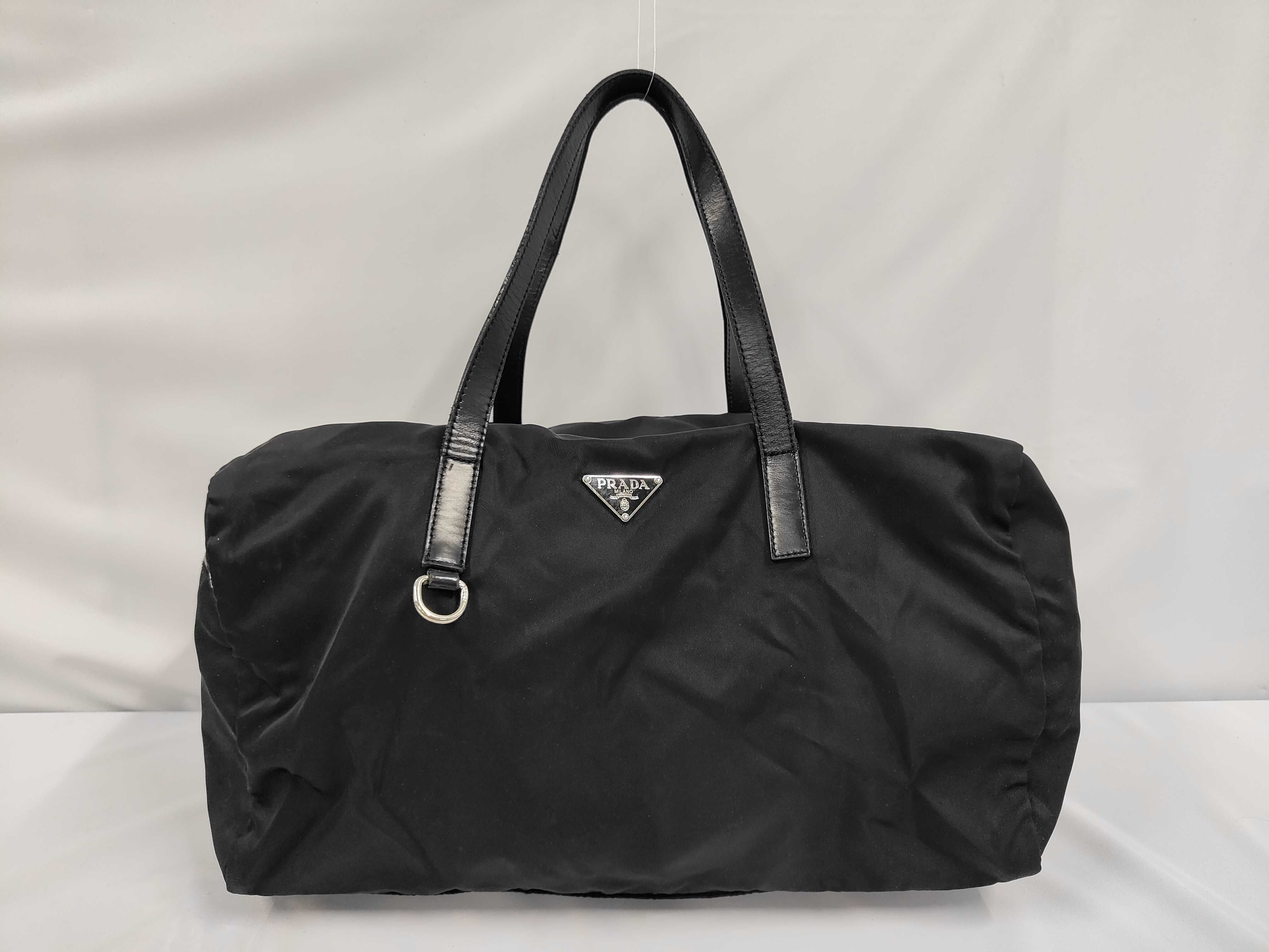 Triangle Plate Nylon Boston Bag