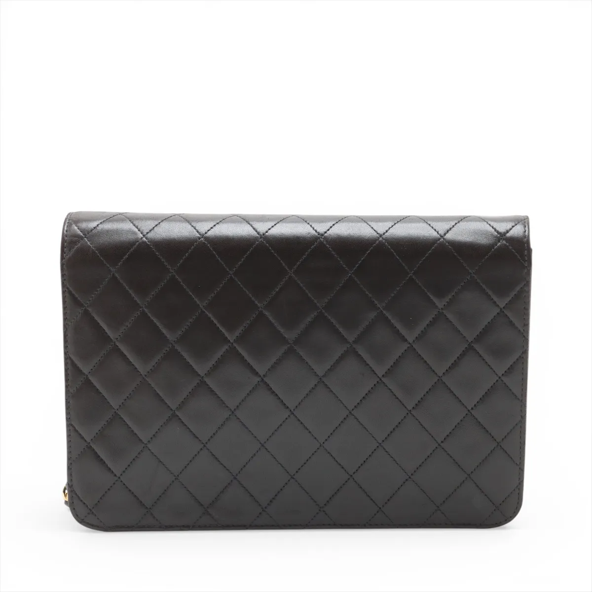 Matelassé Lambskin Chain Shoulder Bag, Push Lock, Black with Gold Hardware, 5757703 (Serial Number 5) — view 2