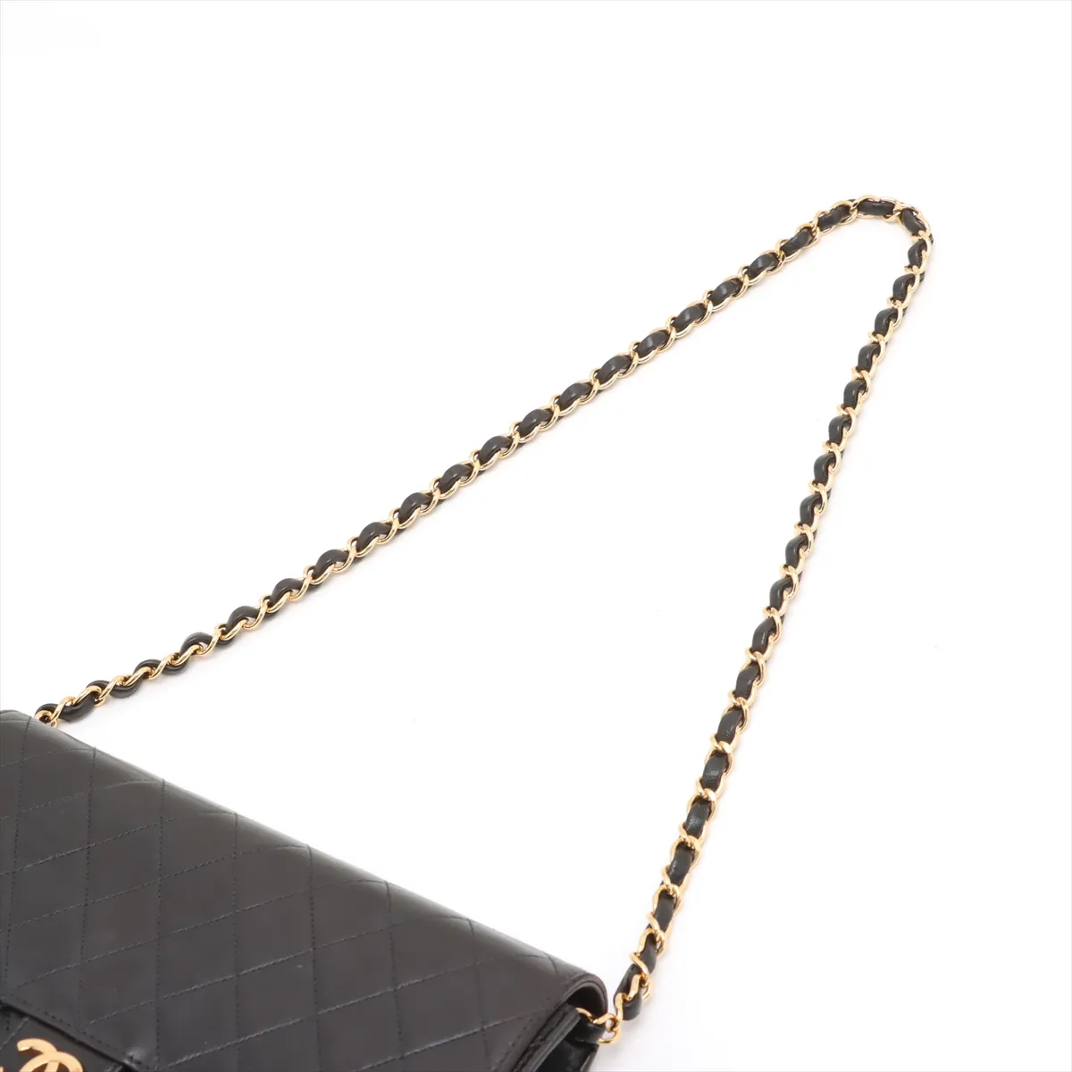 Matelassé Lambskin Chain Shoulder Bag, Push Lock, Black with Gold Hardware, 5757703 (Serial Number 5) — view 5
