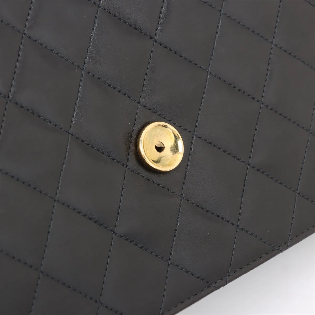 Matelassé Lambskin Chain Shoulder Bag, Push Lock, Black with Gold Hardware, 5757703 (Serial Number 5) — view 9