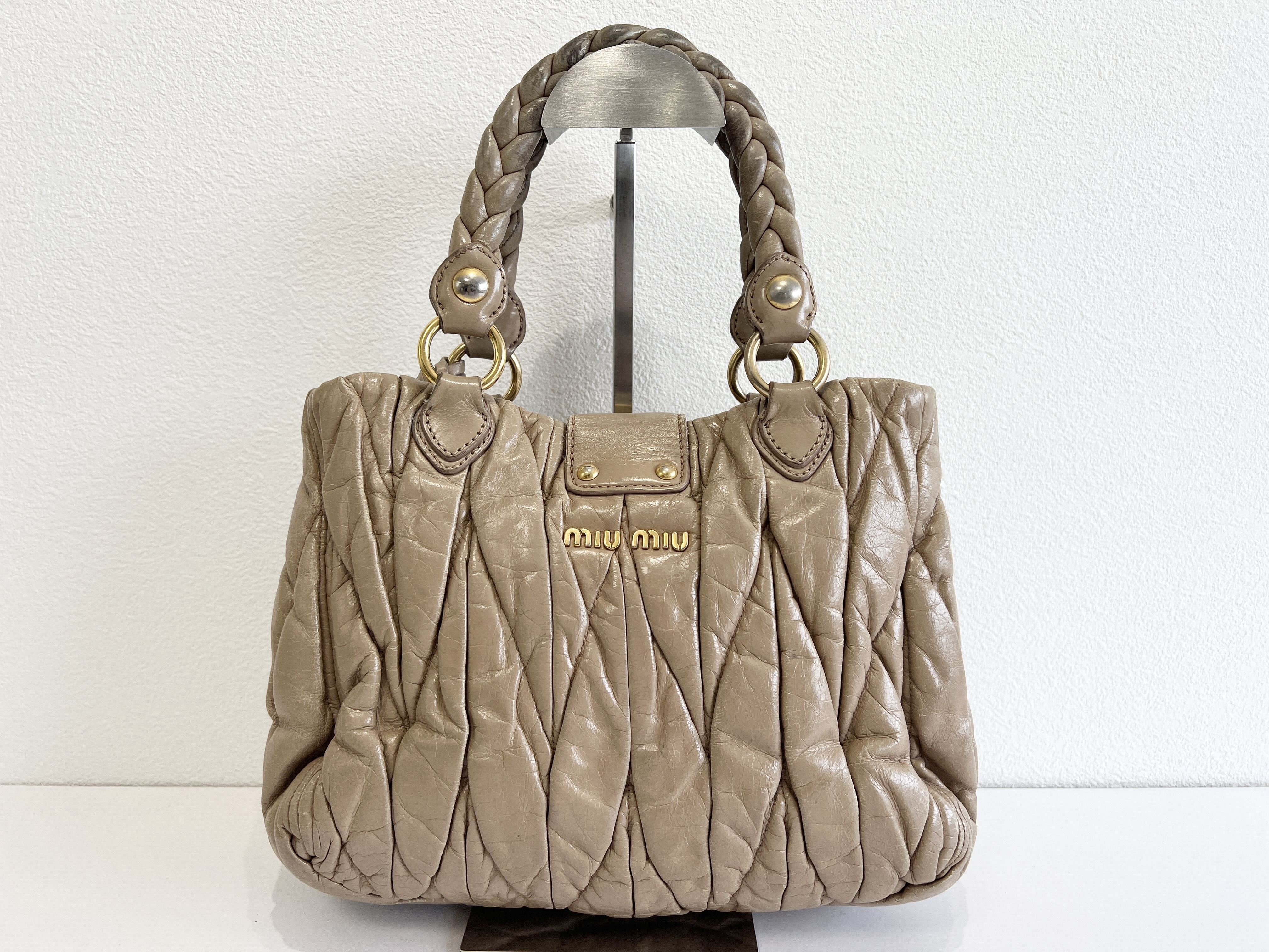 Matelassé Gathered Clochette Leather 2-Way Shoulder Bag/Handbag — view 2