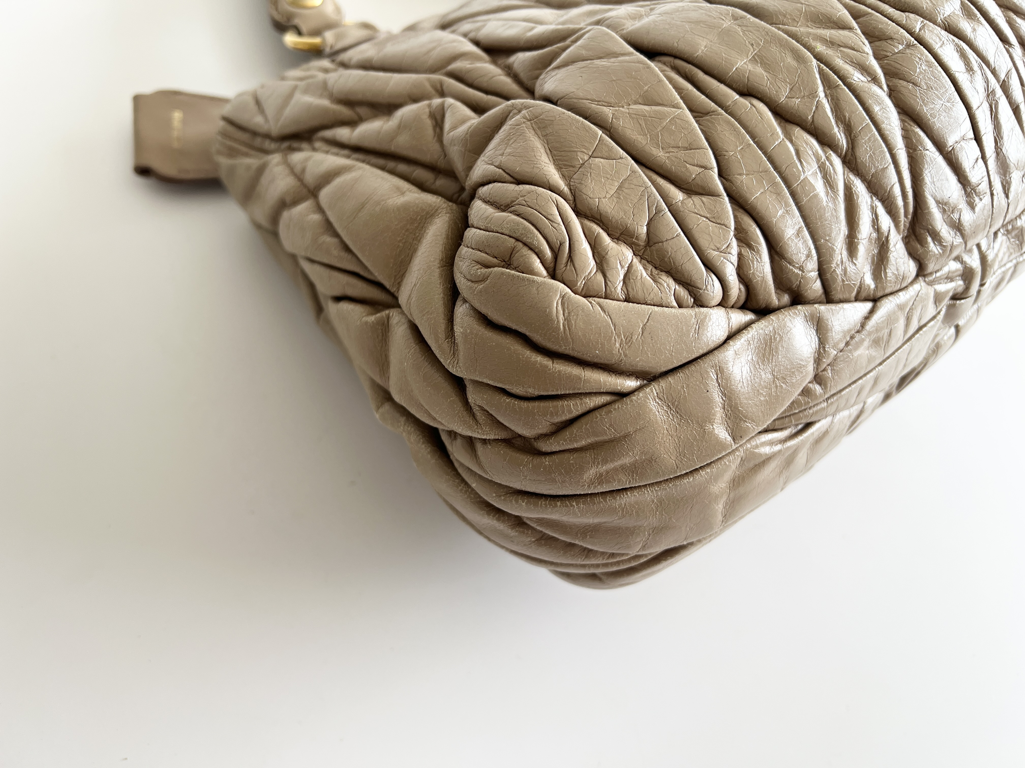Matelassé Gathered Clochette Leather 2-Way Shoulder Bag/Handbag — view 12
