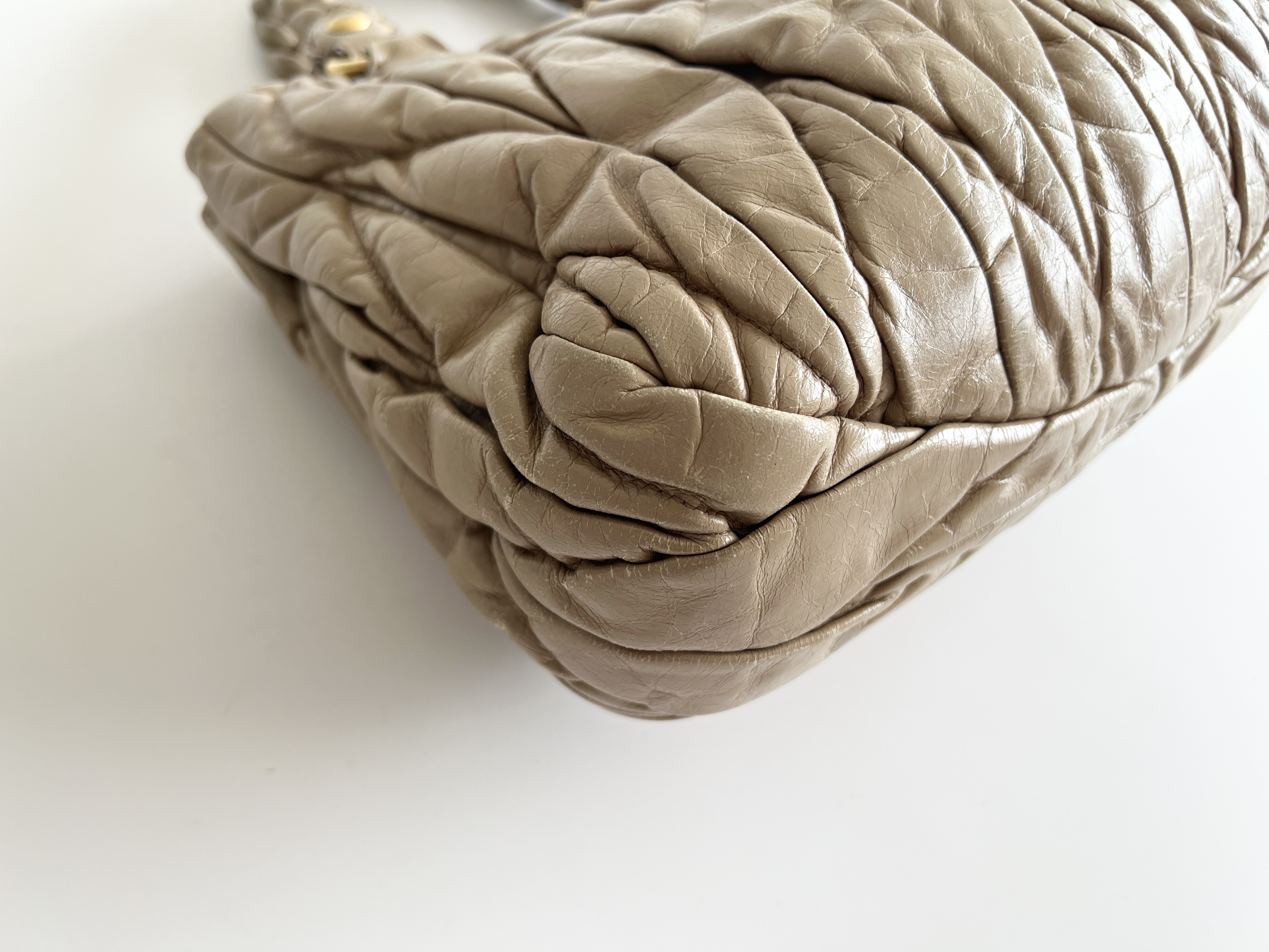 Matelassé Gathered Clochette Leather 2-Way Shoulder Bag/Handbag — view 10