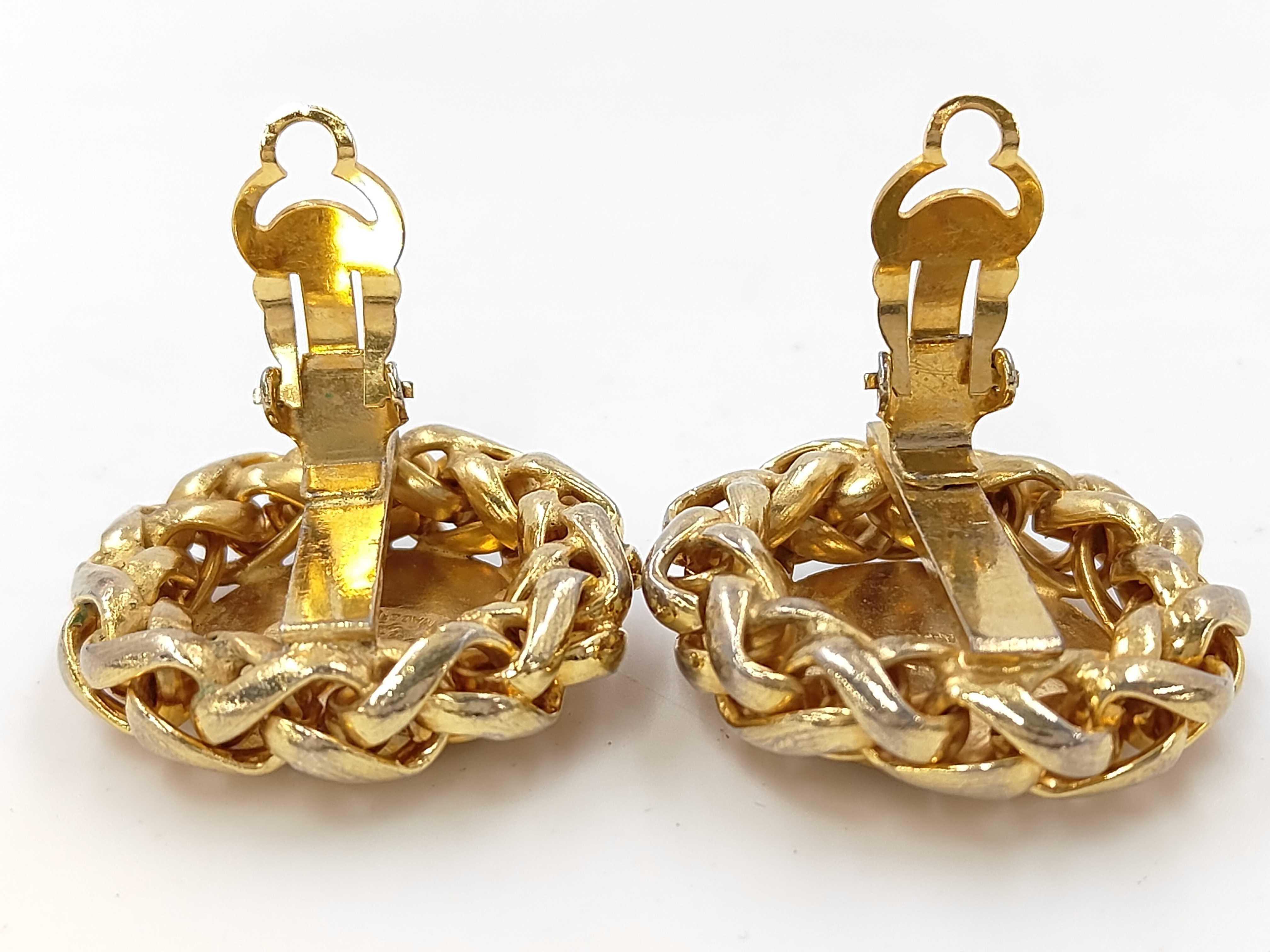 Gold Plated Vintage Coco Mark Rice Stalk Motif Earring (One Earring with Engraving) — view 4