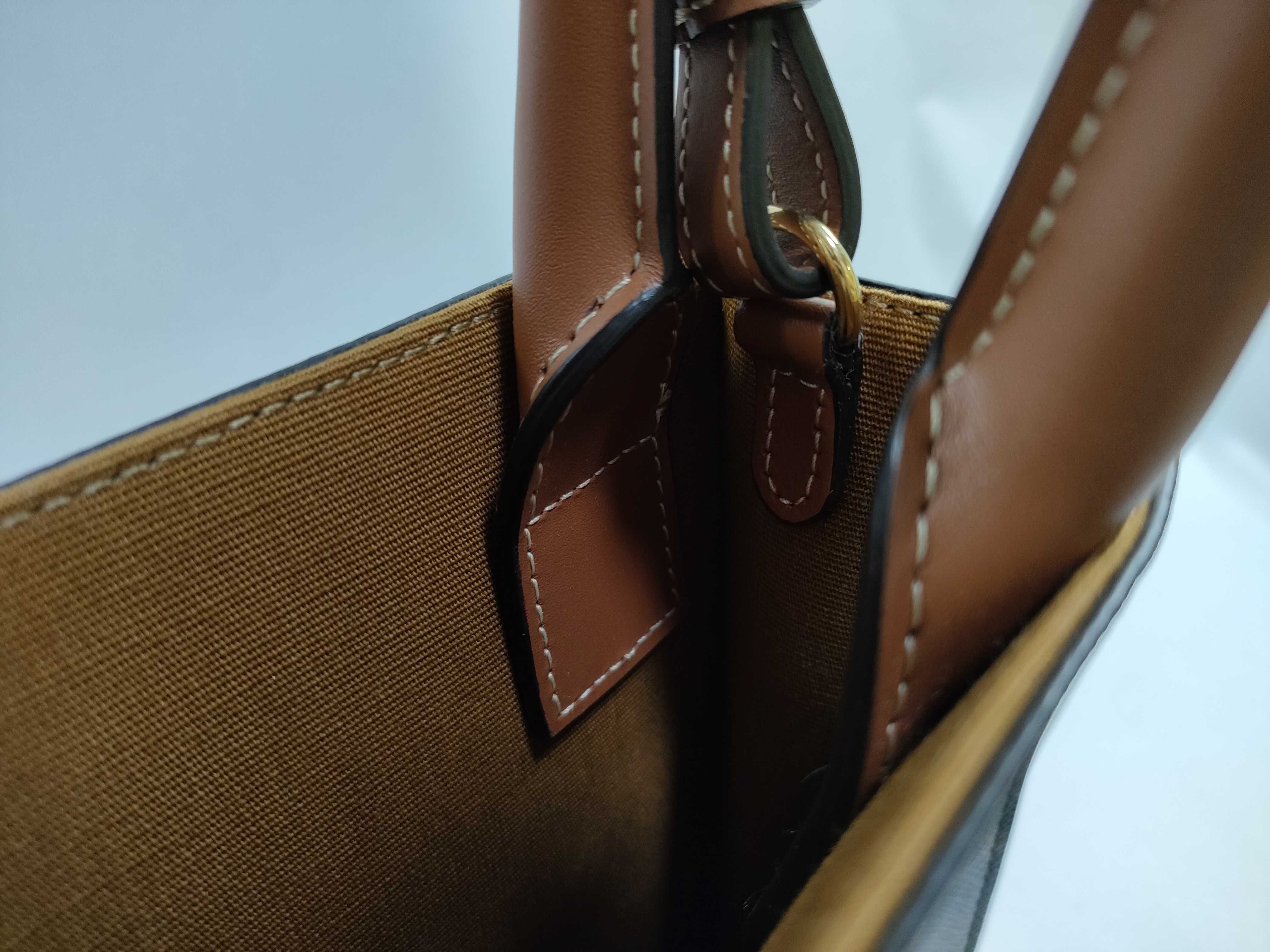 Triomphe Mini Vertical Cabas PVC x Leather 2-Way Handbag Brown Handbag — view 11