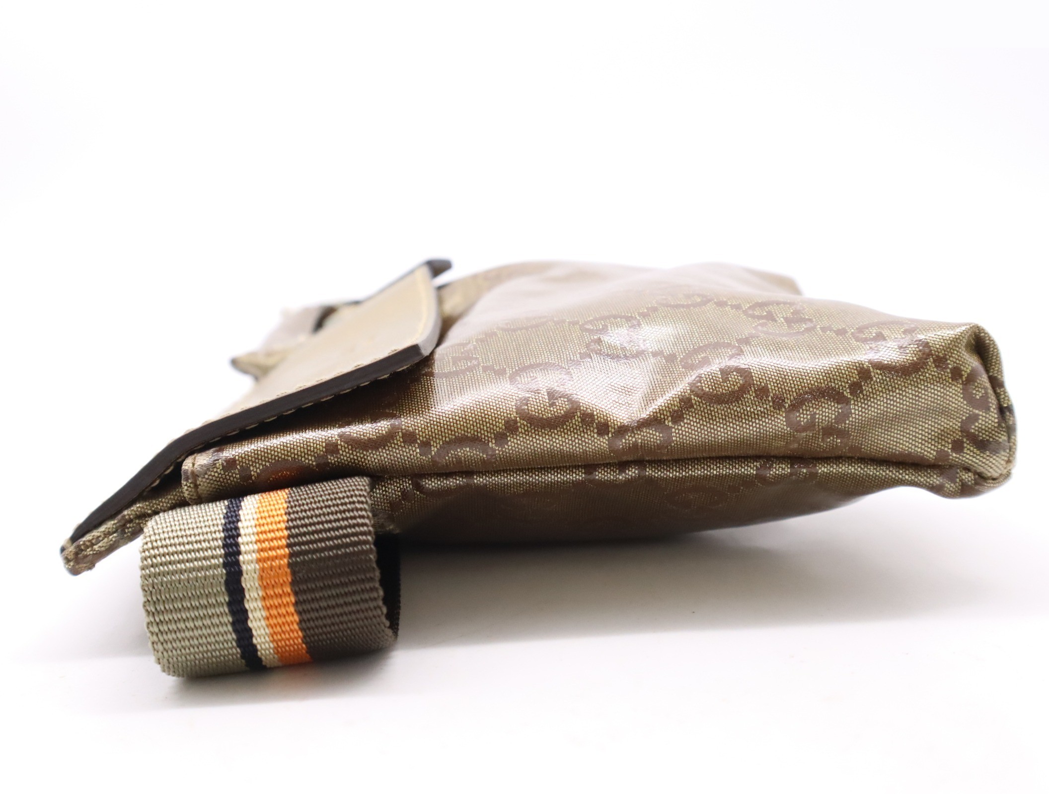 Canvas x leather GG crystal body bag gold brown — view 3
