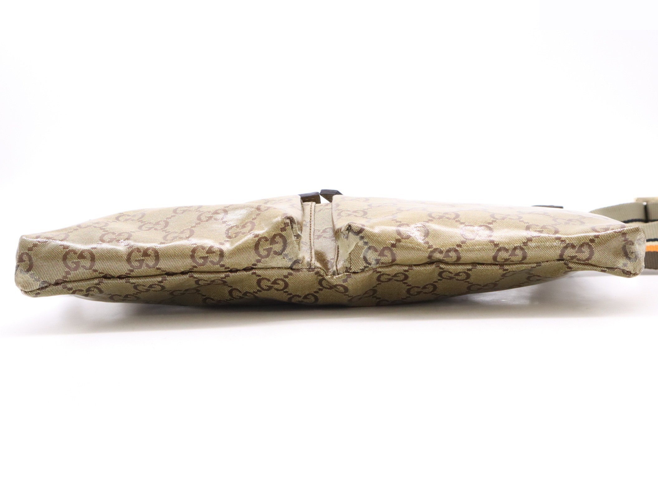 Canvas x leather GG crystal body bag gold brown — view 4