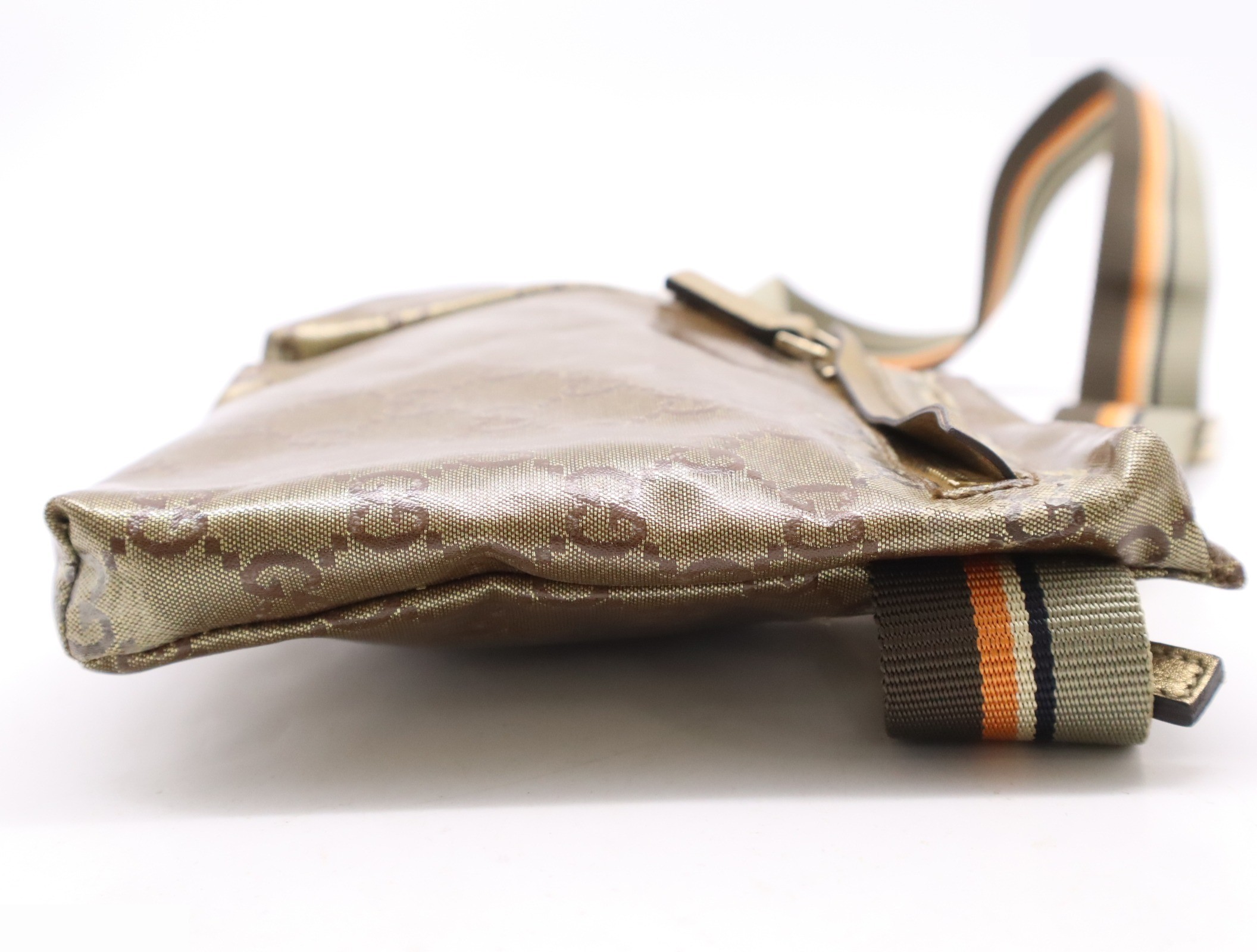 Canvas x leather GG crystal body bag gold brown — view 5