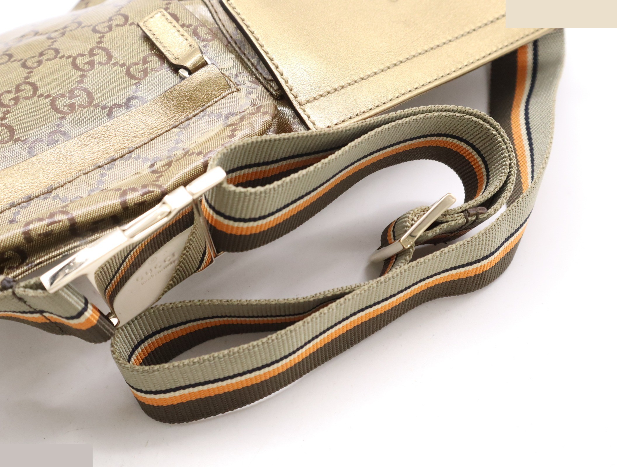 Canvas x leather GG crystal body bag gold brown — view 6