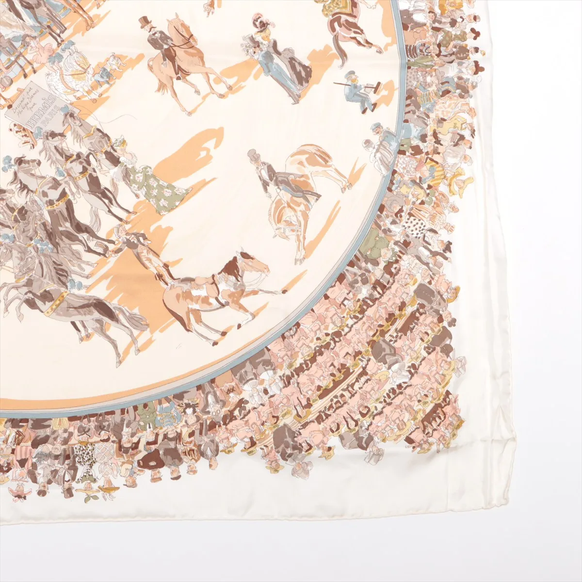 Carre 90 CIRQUE MOLIER (Molier Circus) Scarf, Silk, Ivory. Shows signs of wear, including snags, — view 4