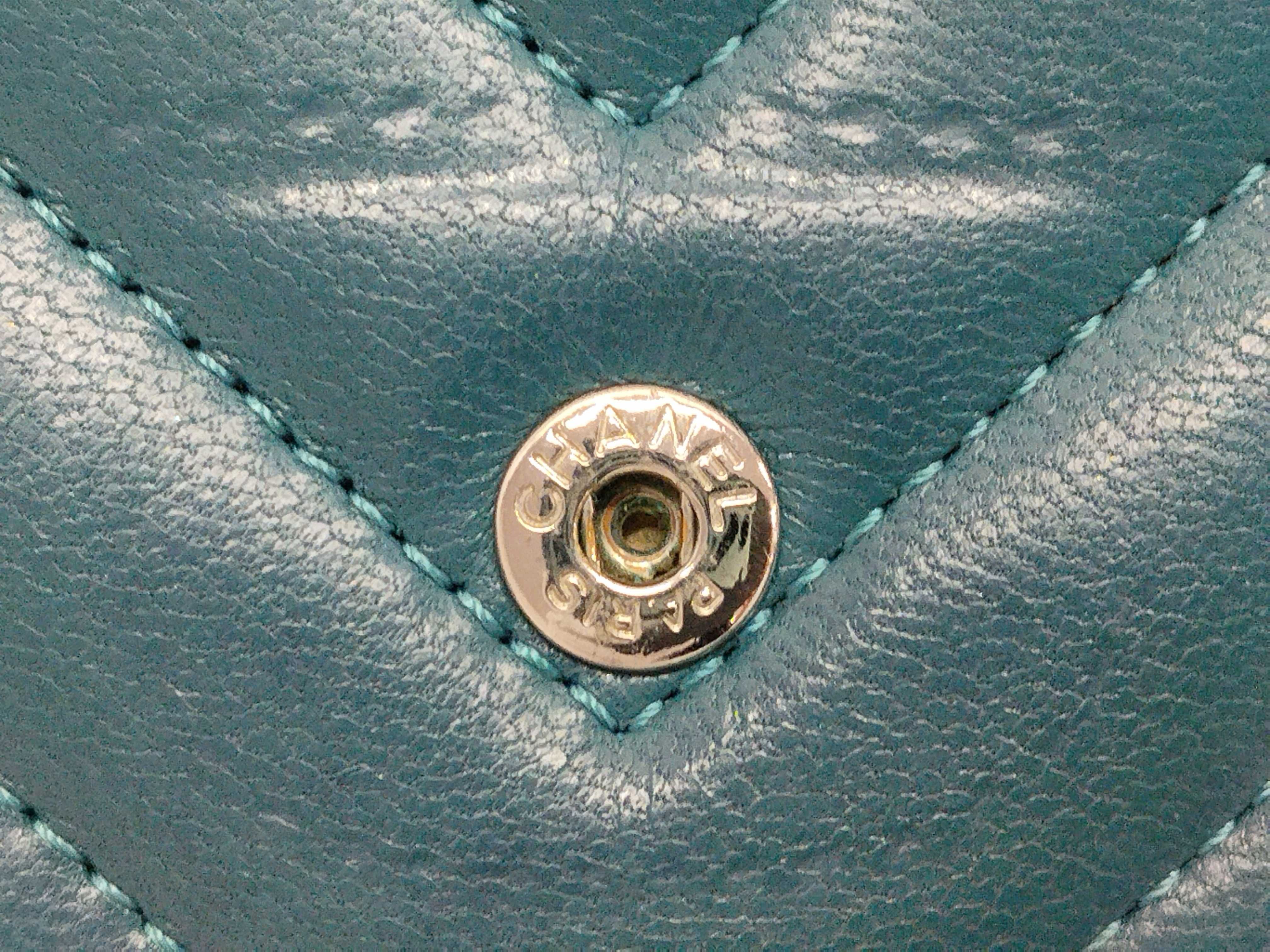 V-stitch lambskin flap wallet — view 8