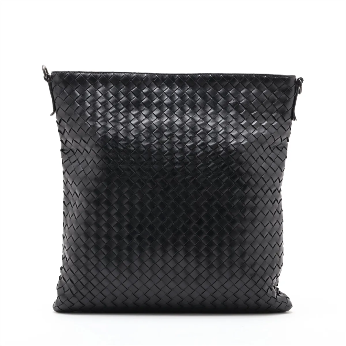Intrecciato Leather Shoulder Bag, Black — view 2