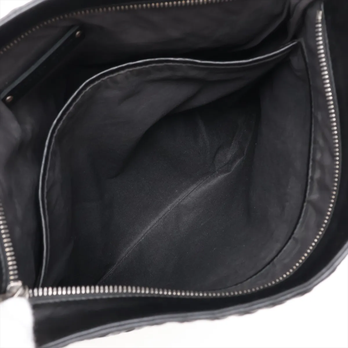 Intrecciato Leather Shoulder Bag, Black — view 7
