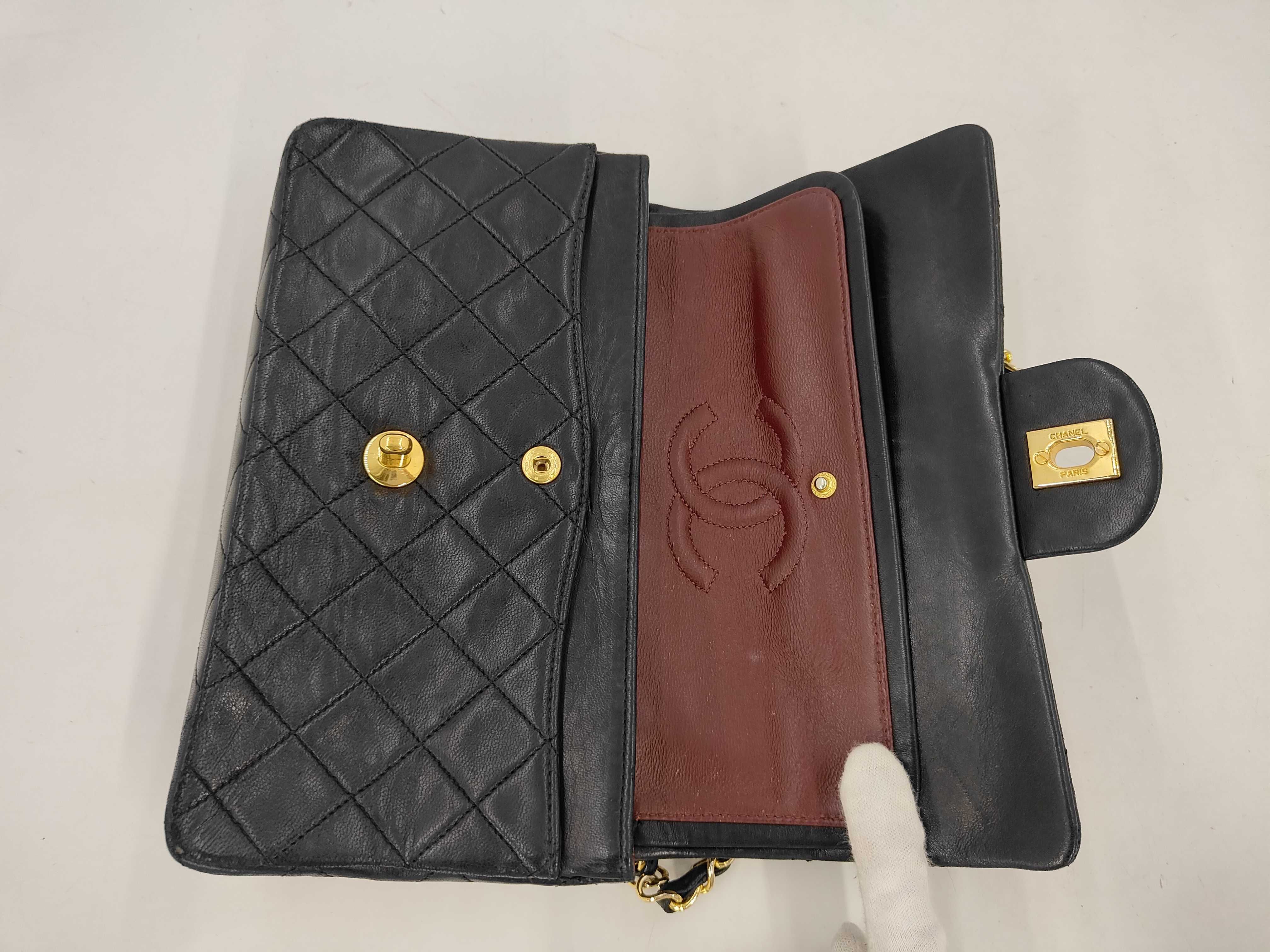 Matelassé Double Flap Shoulder Bag, Black, 23cm — view 8