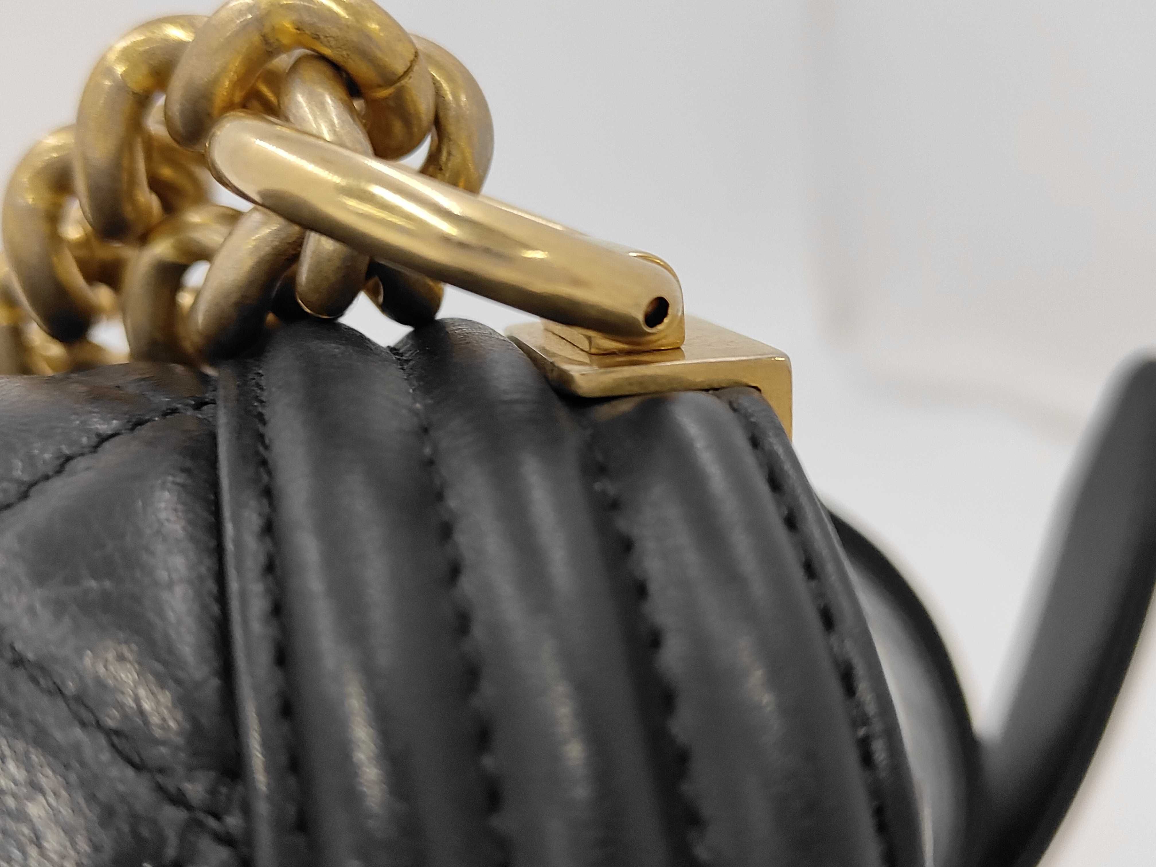 Boy Chanel Medium Issue Shoulder Bag Black Gold Button Shoulder Bag — view 3