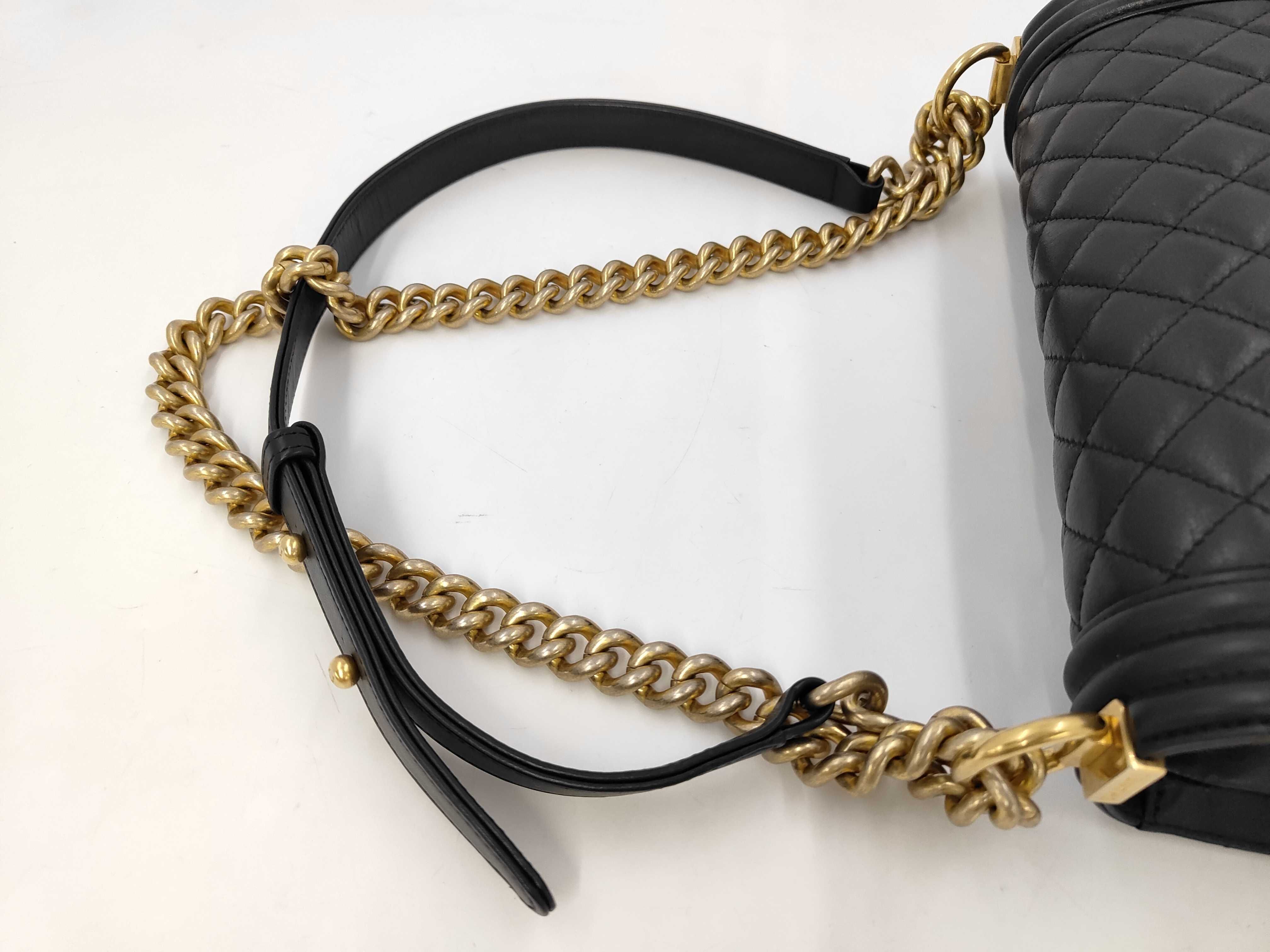 Boy Chanel Medium Issue Shoulder Bag Black Gold Button Shoulder Bag — view 4