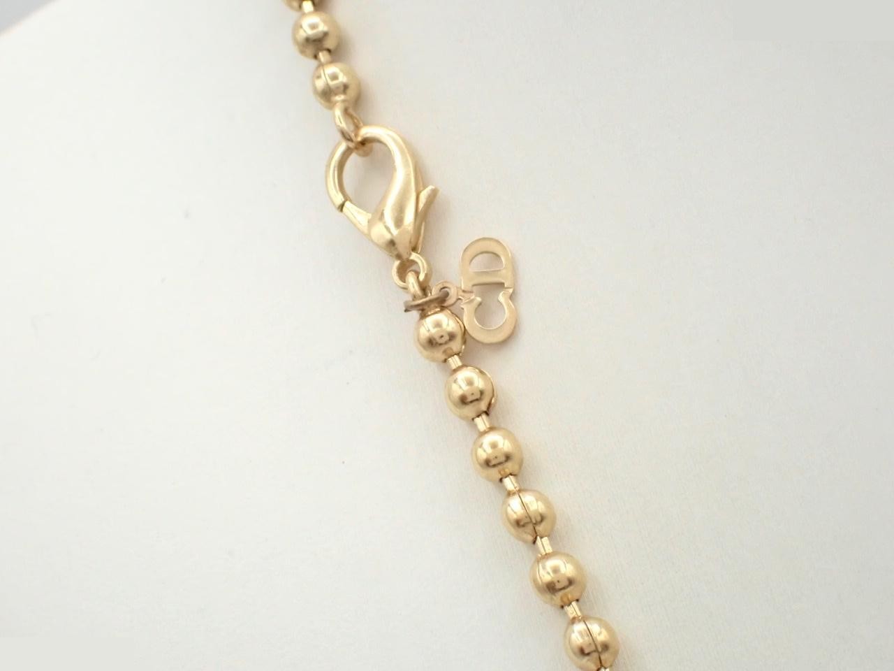 Gold ball-shaped chain necklace, chain approximately 70cm long. — view 2