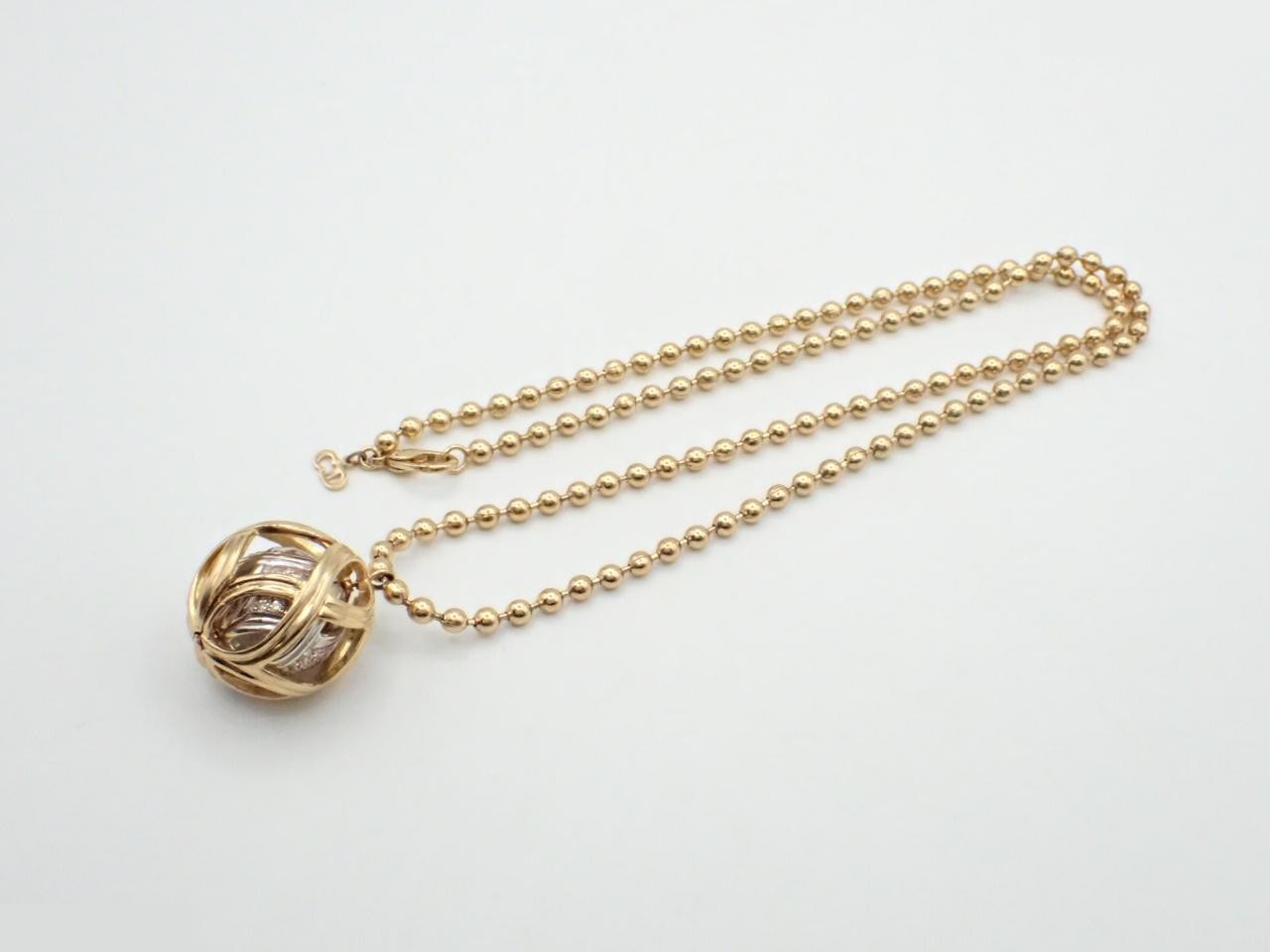 Gold ball-shaped chain necklace, chain approximately 70cm long. — view 3