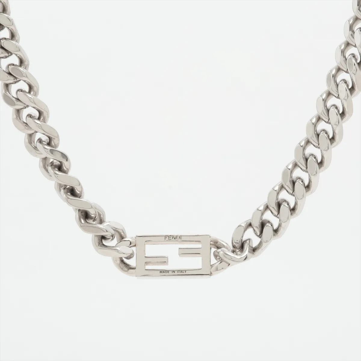 Baguette Necklace, Metal, Silver, — view 2