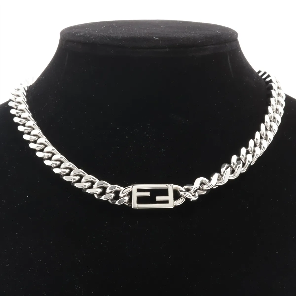 Baguette Necklace, Metal, Silver, — view 5