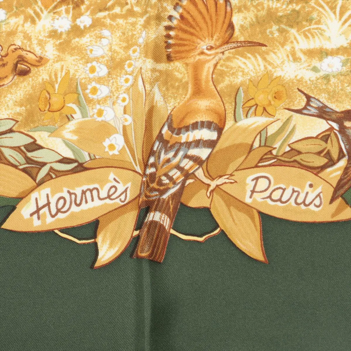 Carre 90 Les Quatre Saisons Four Seasons Scarf Silk Green — view 6