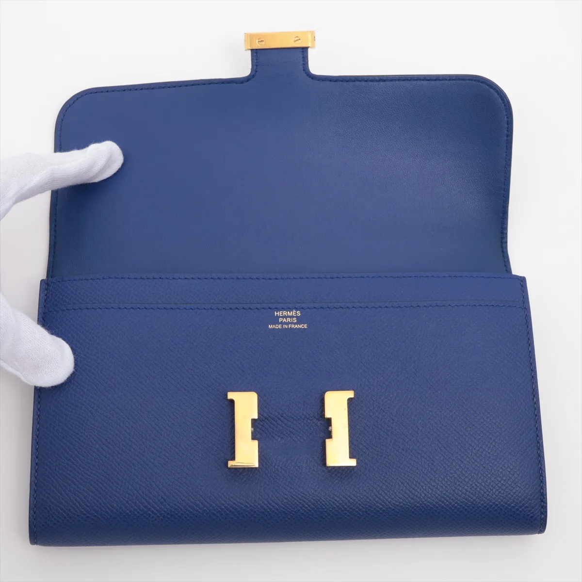Constance Long Wallet, Veau Epsom Leather, Blue, Gold Hardware, A: 2017 — view 3