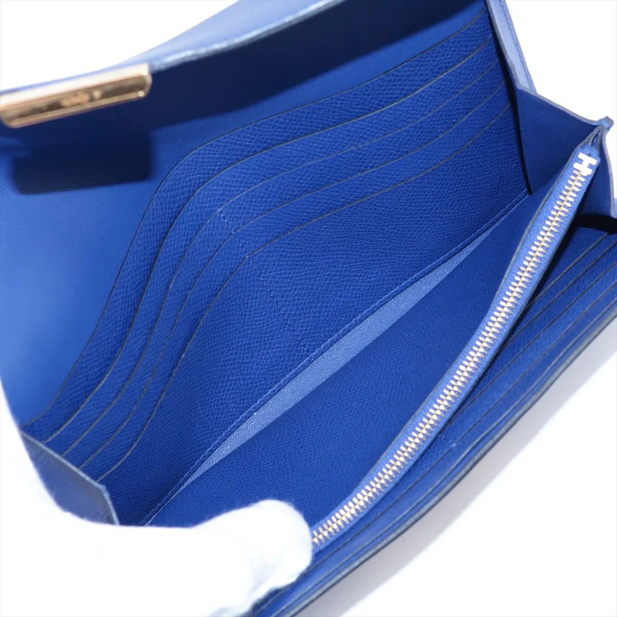 Constance Long Wallet, Veau Epsom Leather, Blue, Gold Hardware, A: 2017 — view 6