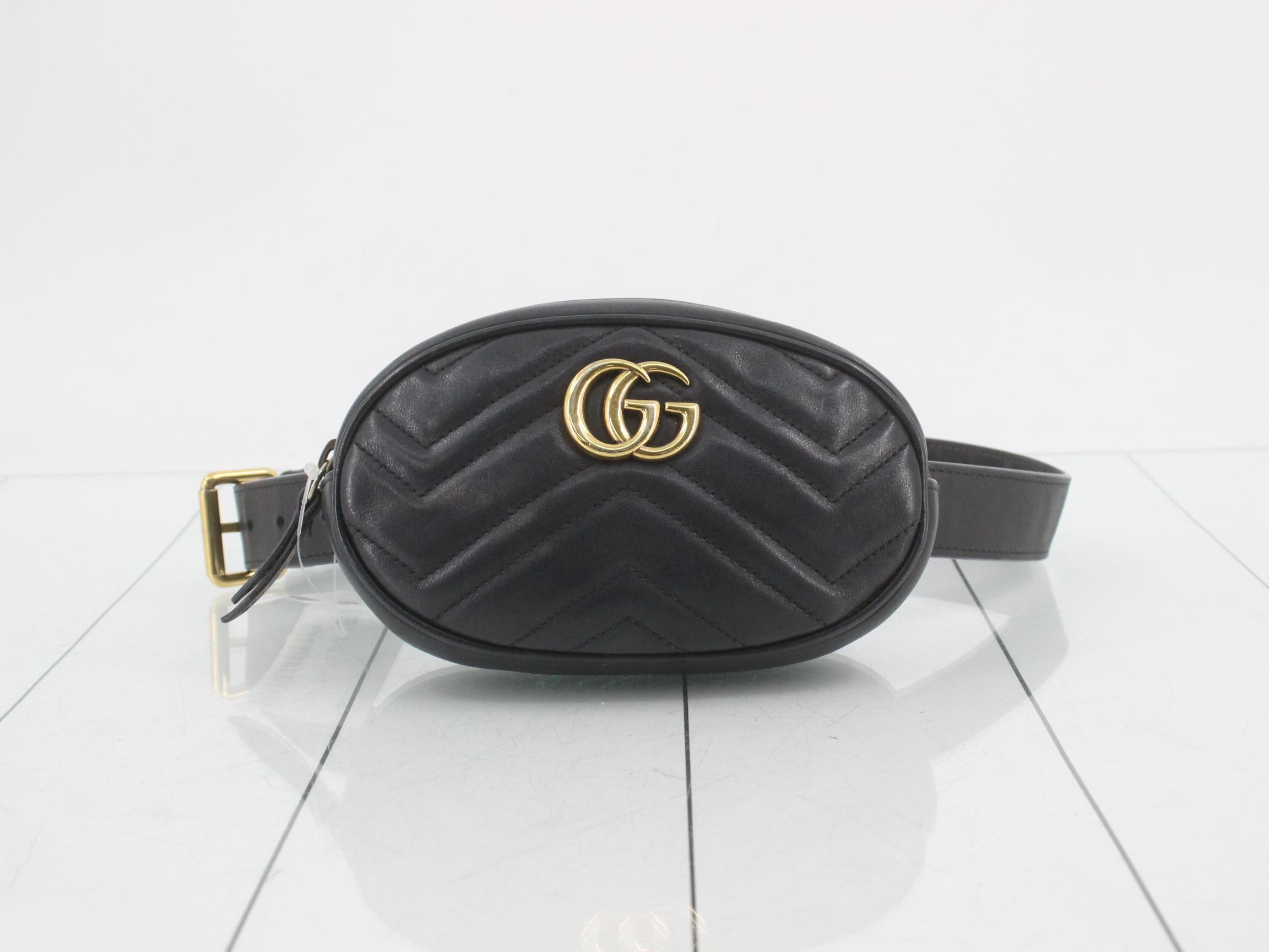 GG Marmont Quilted Leather Black Belt Bag (Waist Bag)