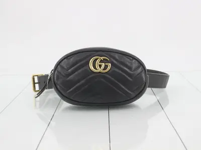 GG Marmont Quilted Leather Black Belt Bag (Waist Bag)