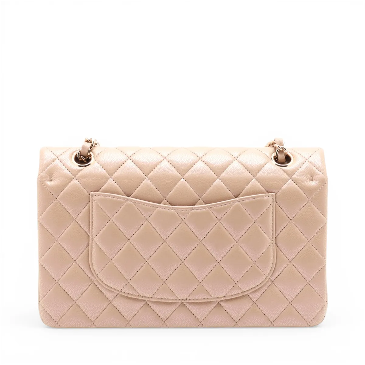 [Individually packaged] Chanel Matelassé 25 Caviar Skin Double Flap Double Chain Bag, Beige, Gold Hardware, 31223500, Serial Number 31-A01112 — view 2