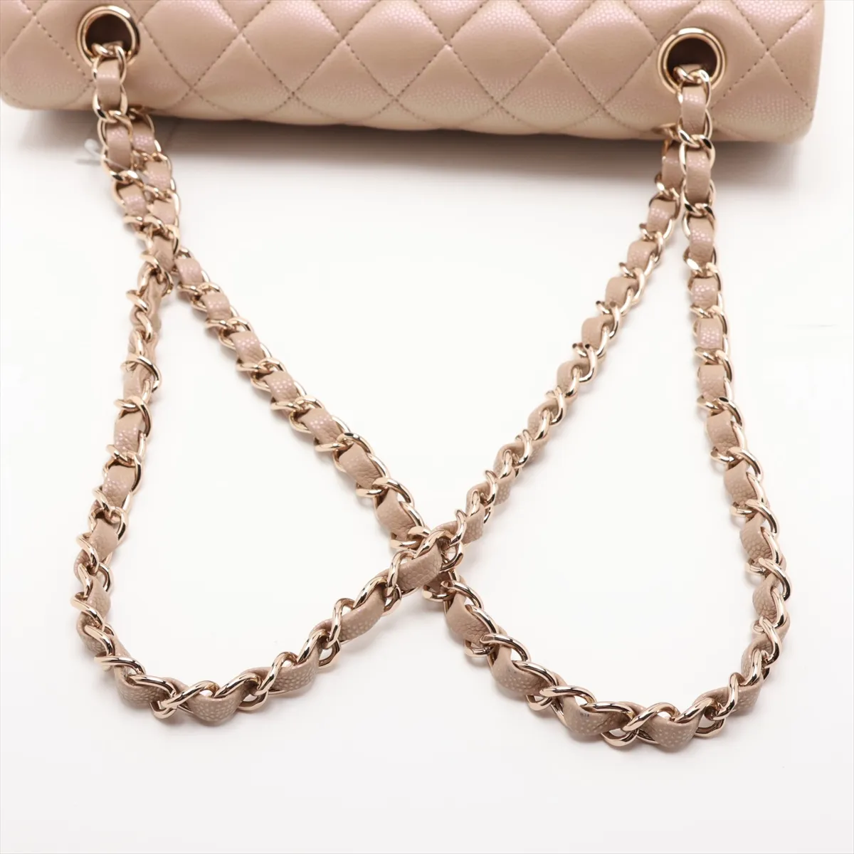 [Individually packaged] Chanel Matelassé 25 Caviar Skin Double Flap Double Chain Bag, Beige, Gold Hardware, 31223500, Serial Number 31-A01112 — view 5