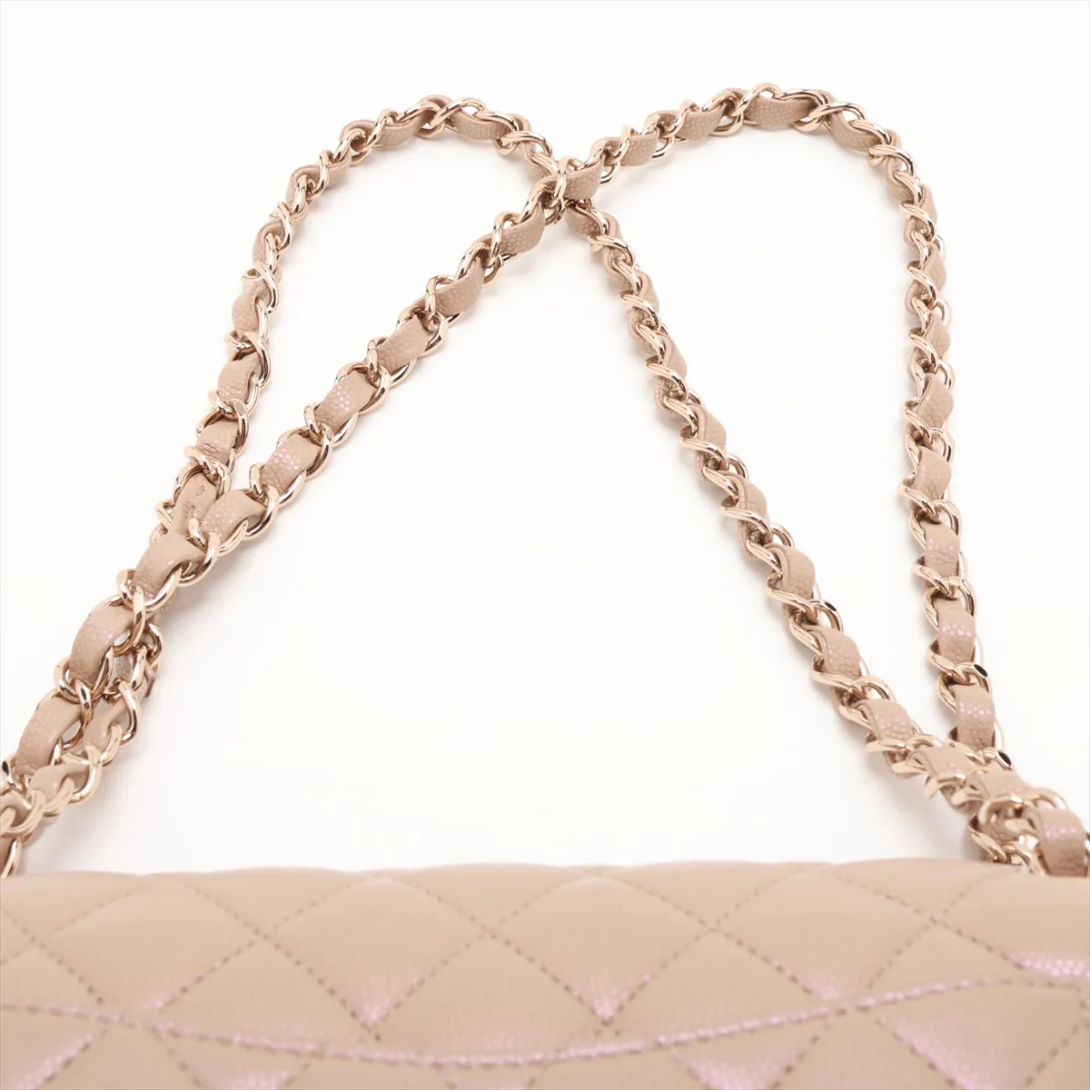 [Individually packaged] Chanel Matelassé 25 Caviar Skin Double Flap Double Chain Bag, Beige, Gold Hardware, 31223500, Serial Number 31-A01112 — view 6