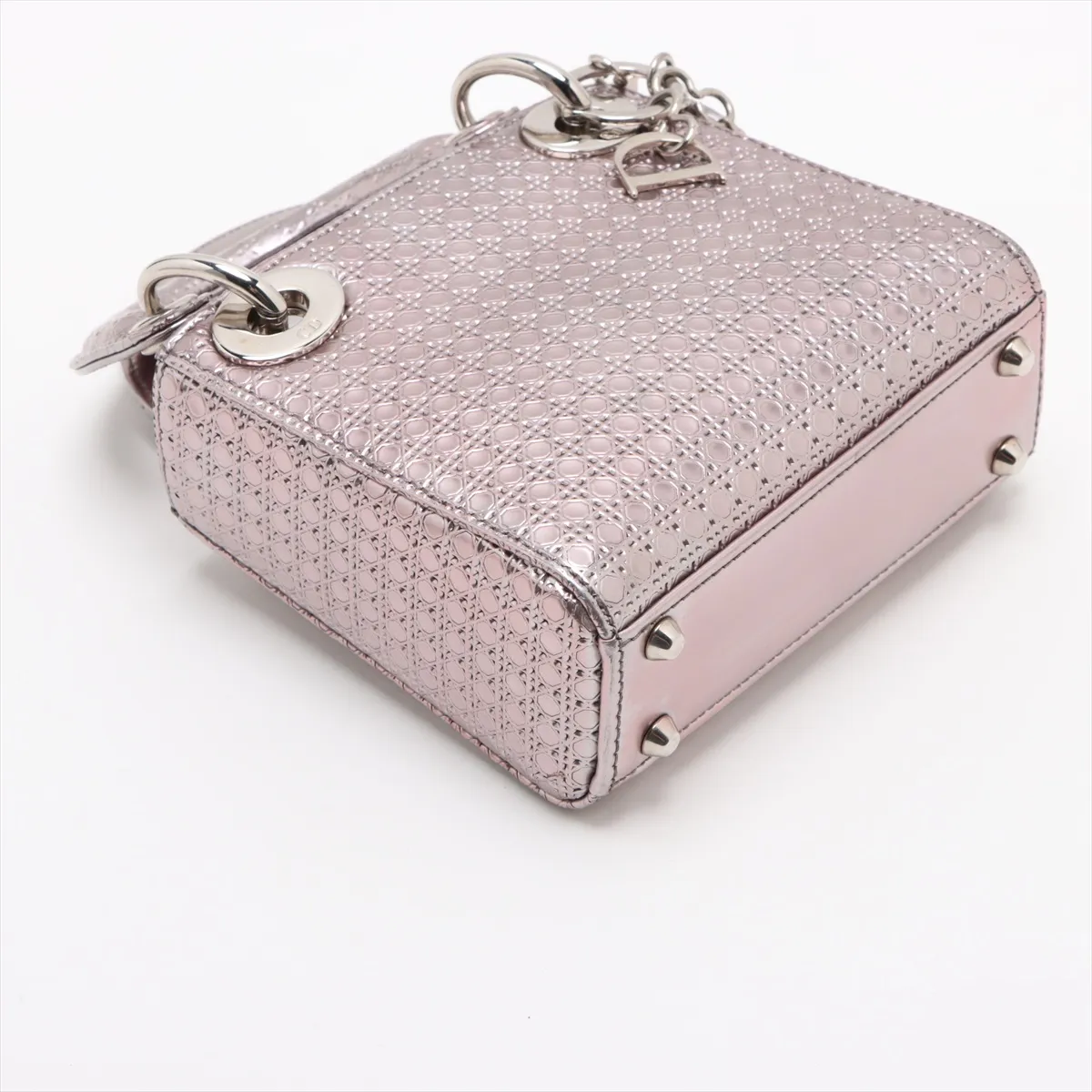 Micro Cannage Lady Dior Leather 2WAY Handbag Purple — view 4