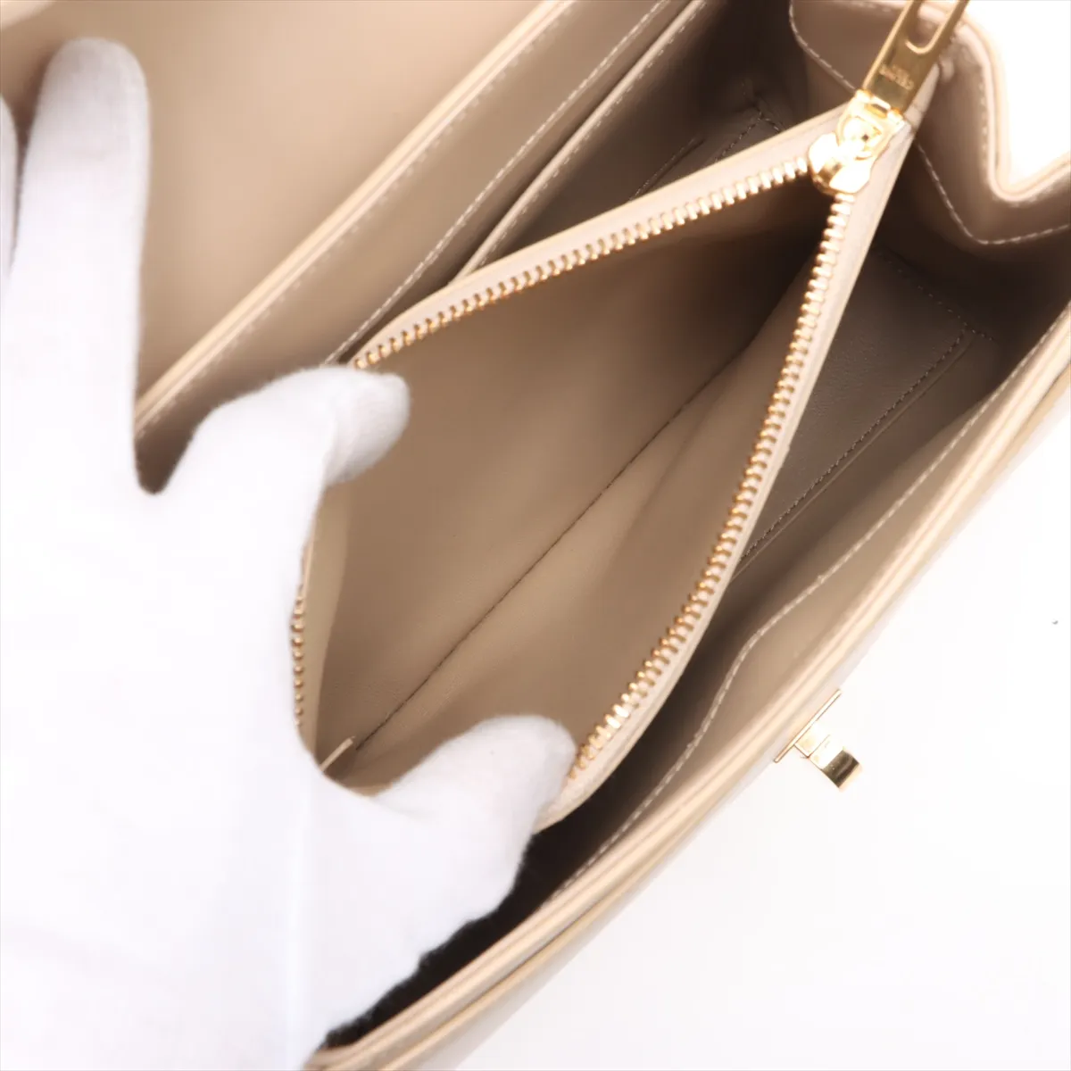 16saise small leather 2WAY handbag beige — view 11