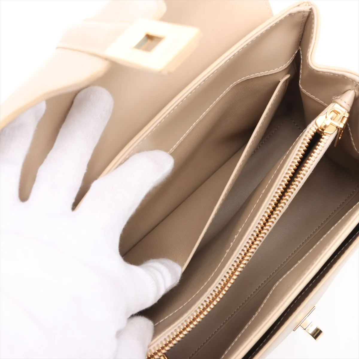 16saise small leather 2WAY handbag beige — view 12