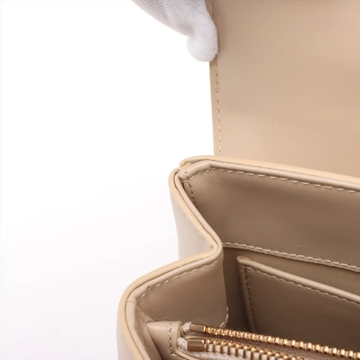 16saise small leather 2WAY handbag beige — view 15