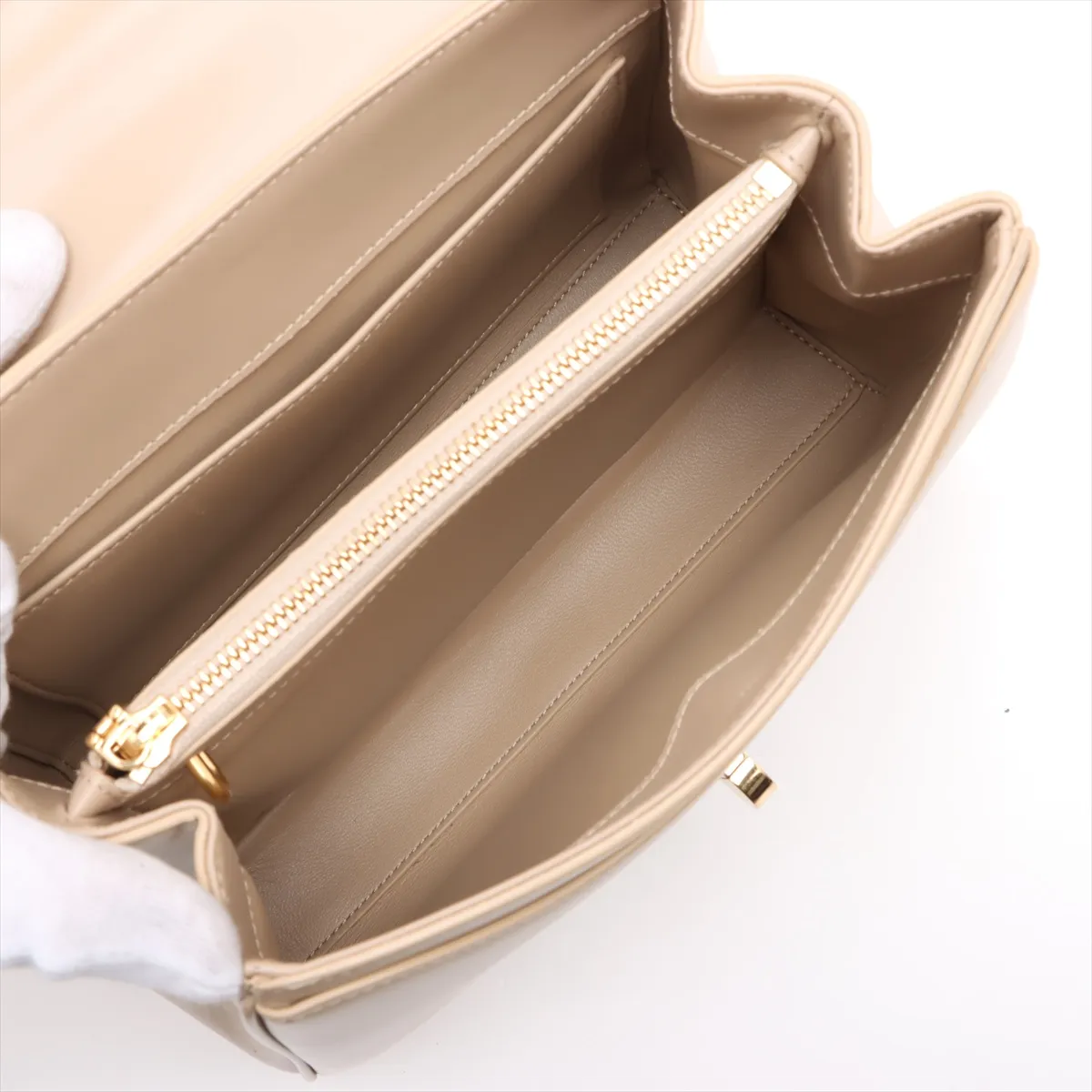 16saise small leather 2WAY handbag beige — view 8