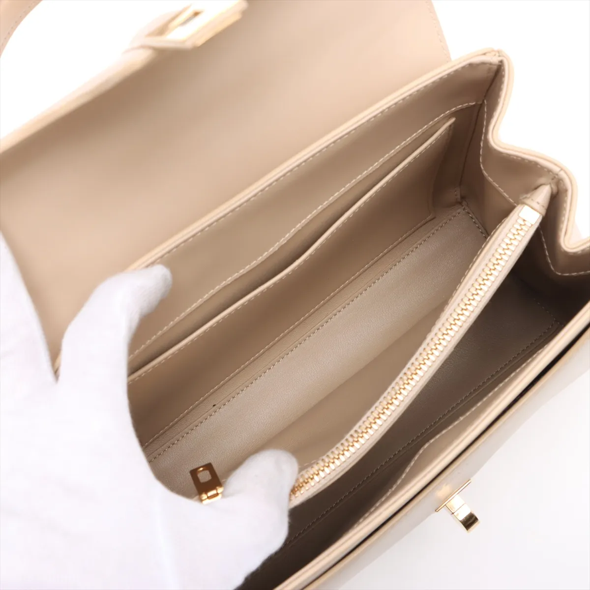 16saise small leather 2WAY handbag beige — view 9