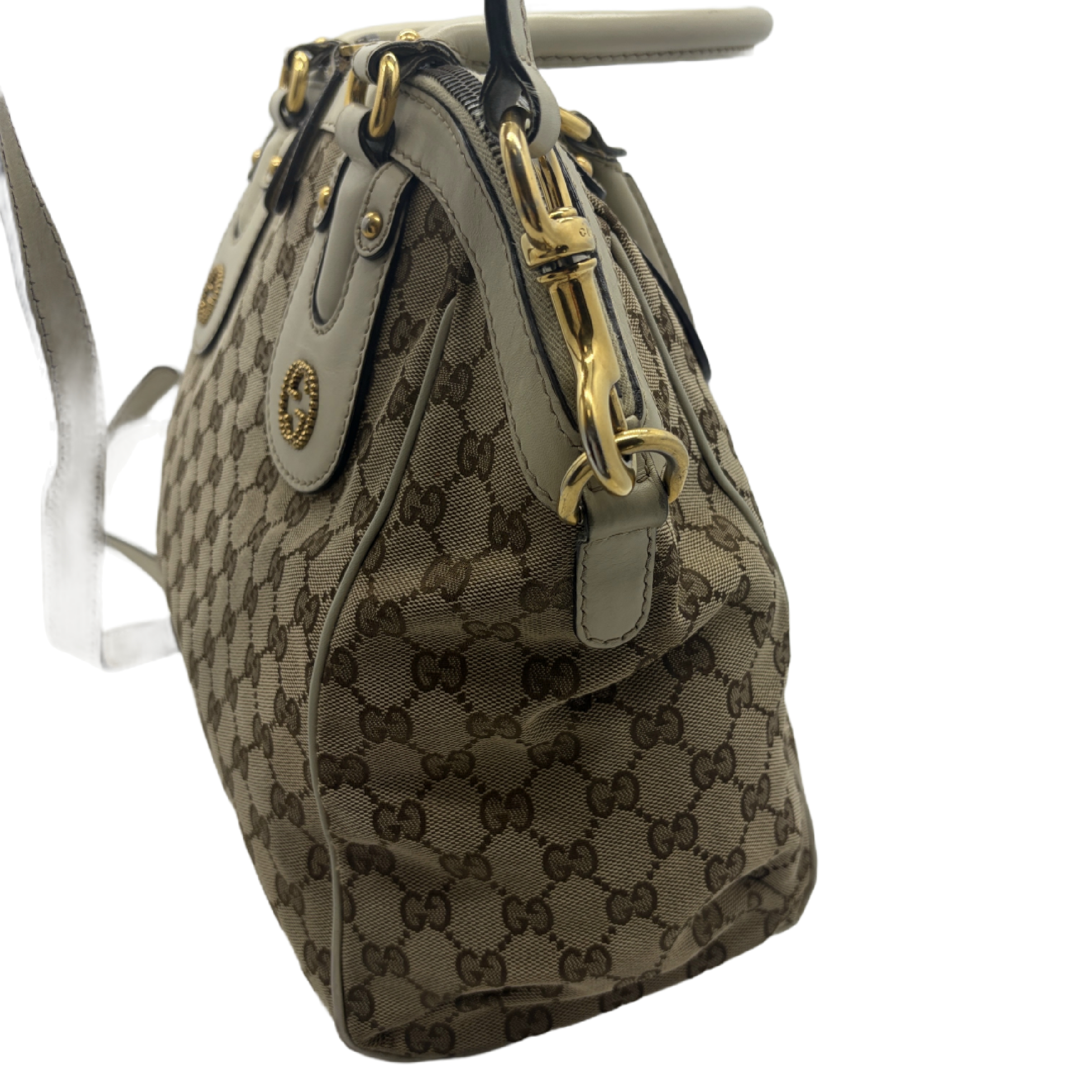 GG Canvas Leather Mini Boston Handbag Shoulder Bag — view 3