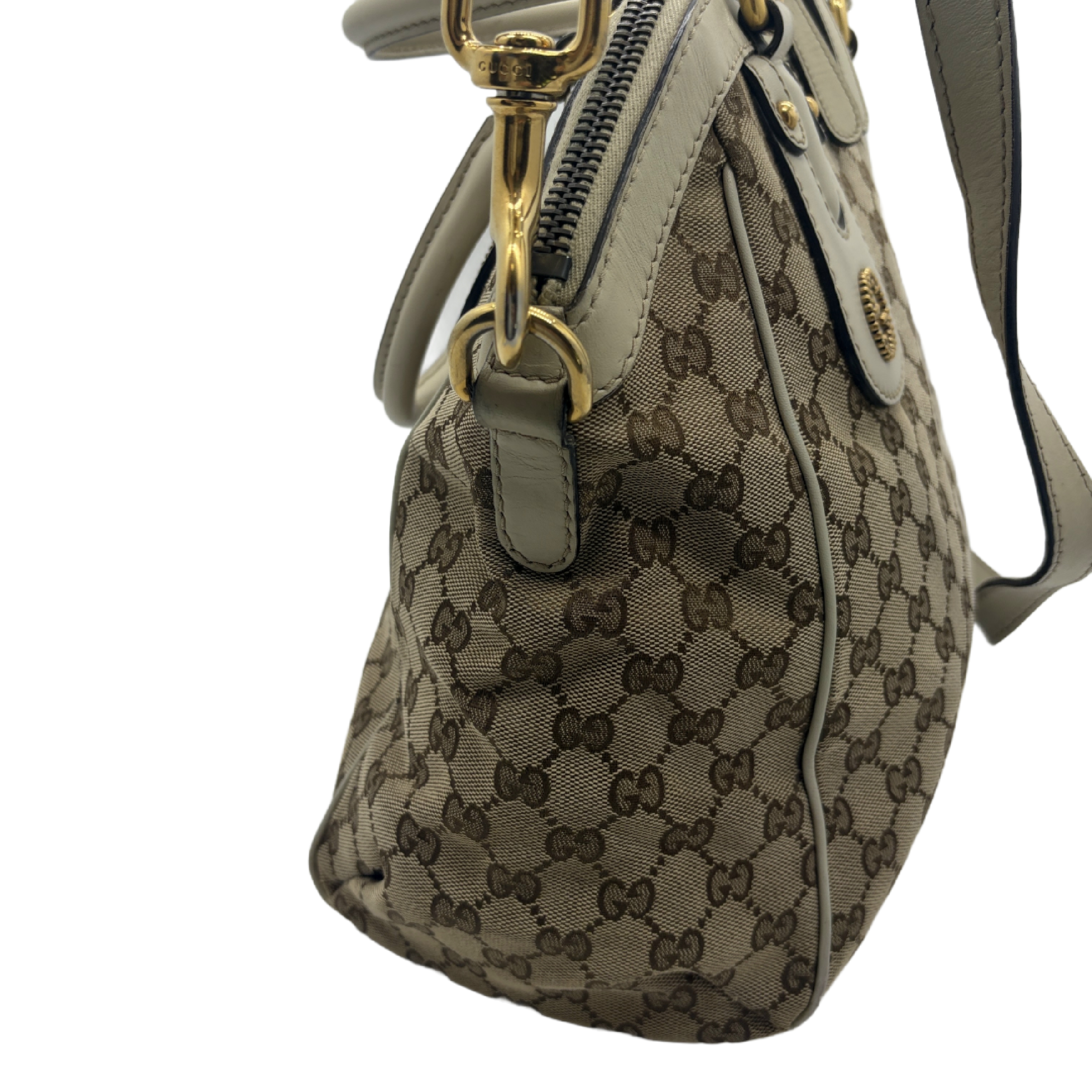 GG Canvas Leather Mini Boston Handbag Shoulder Bag — view 4