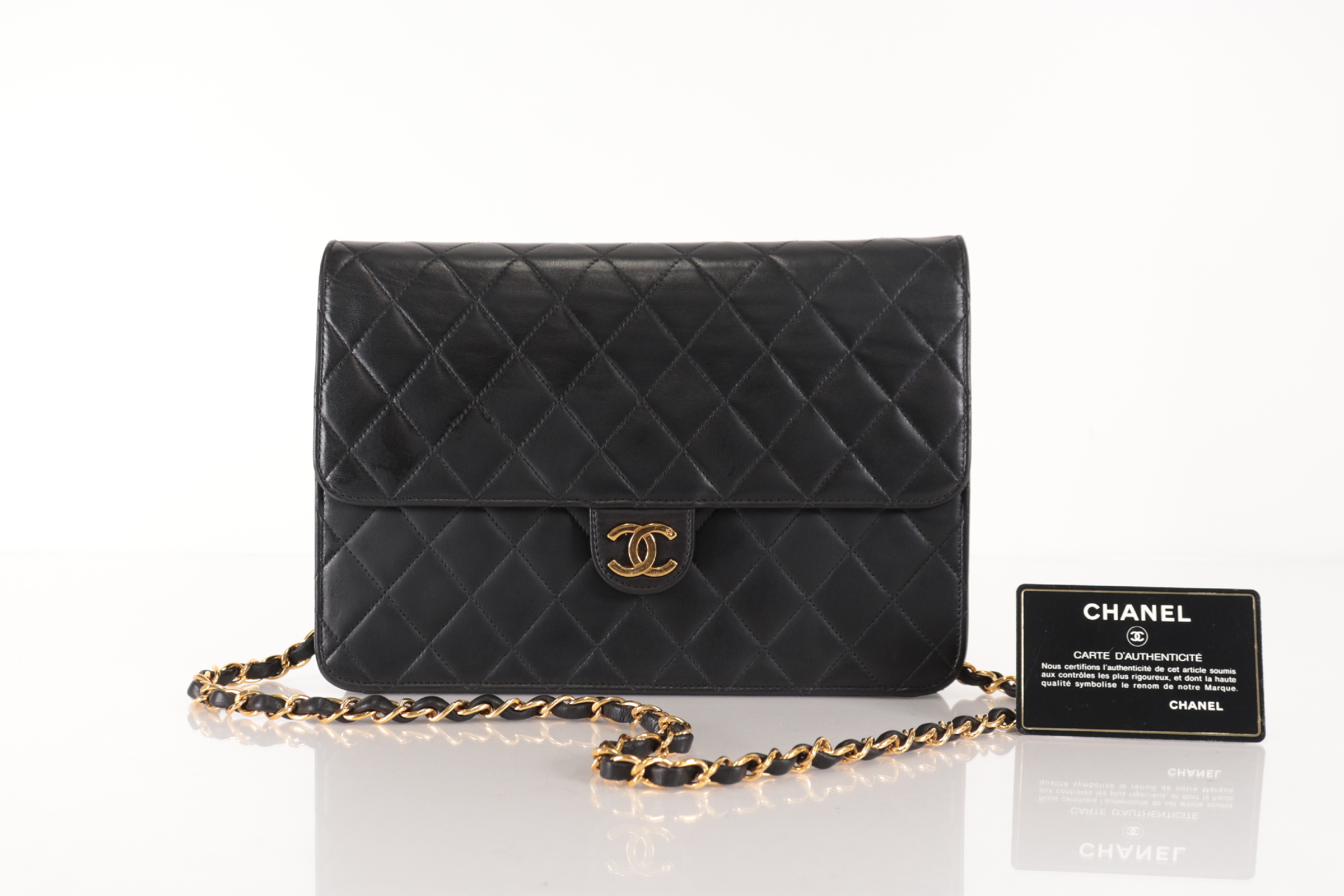 Push-Lock Lambskin Chain Shoulder Bag (Series 5)