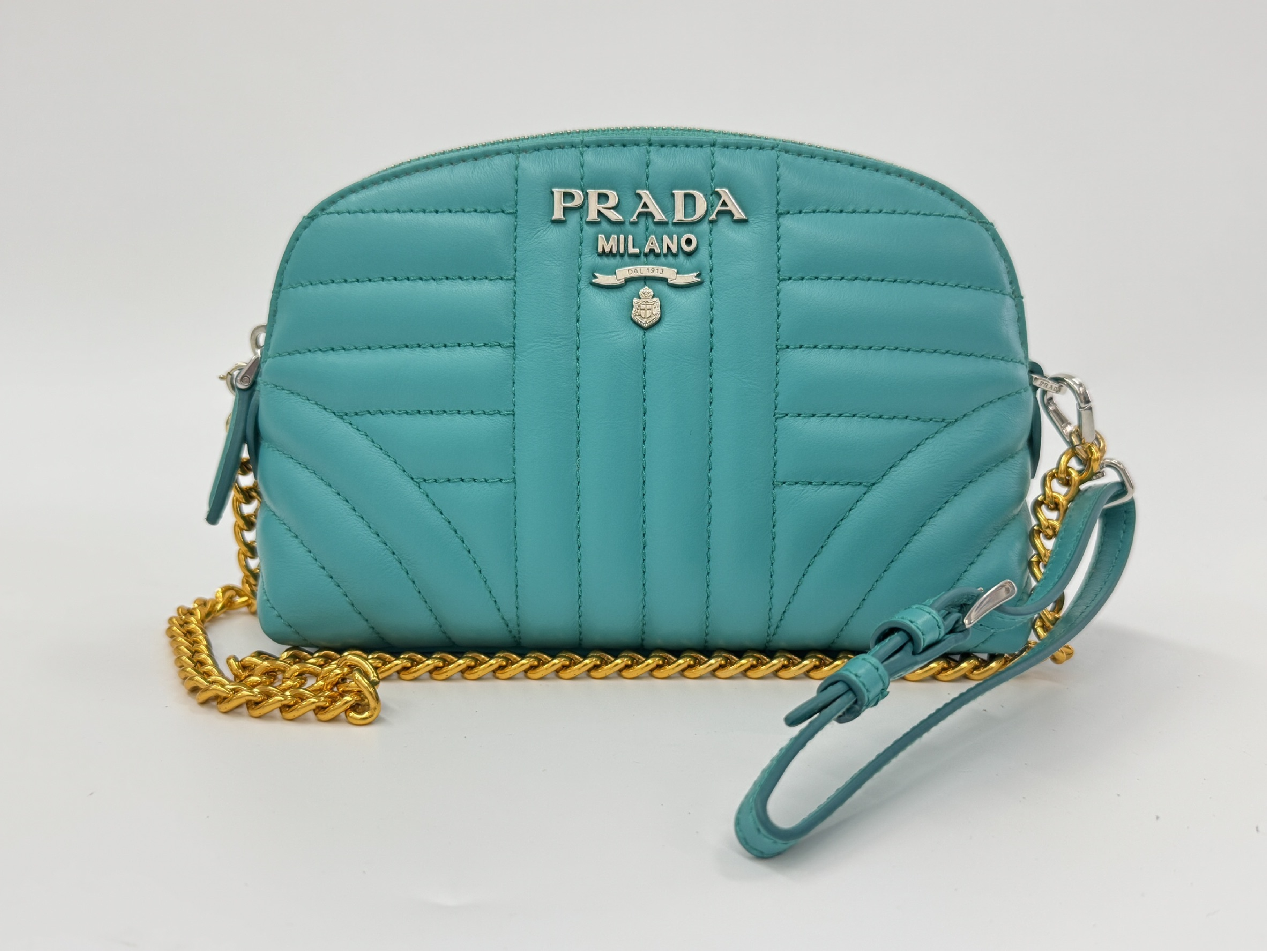 quilted mini leather shoulder pouch 1NE010 (with box) — view 2