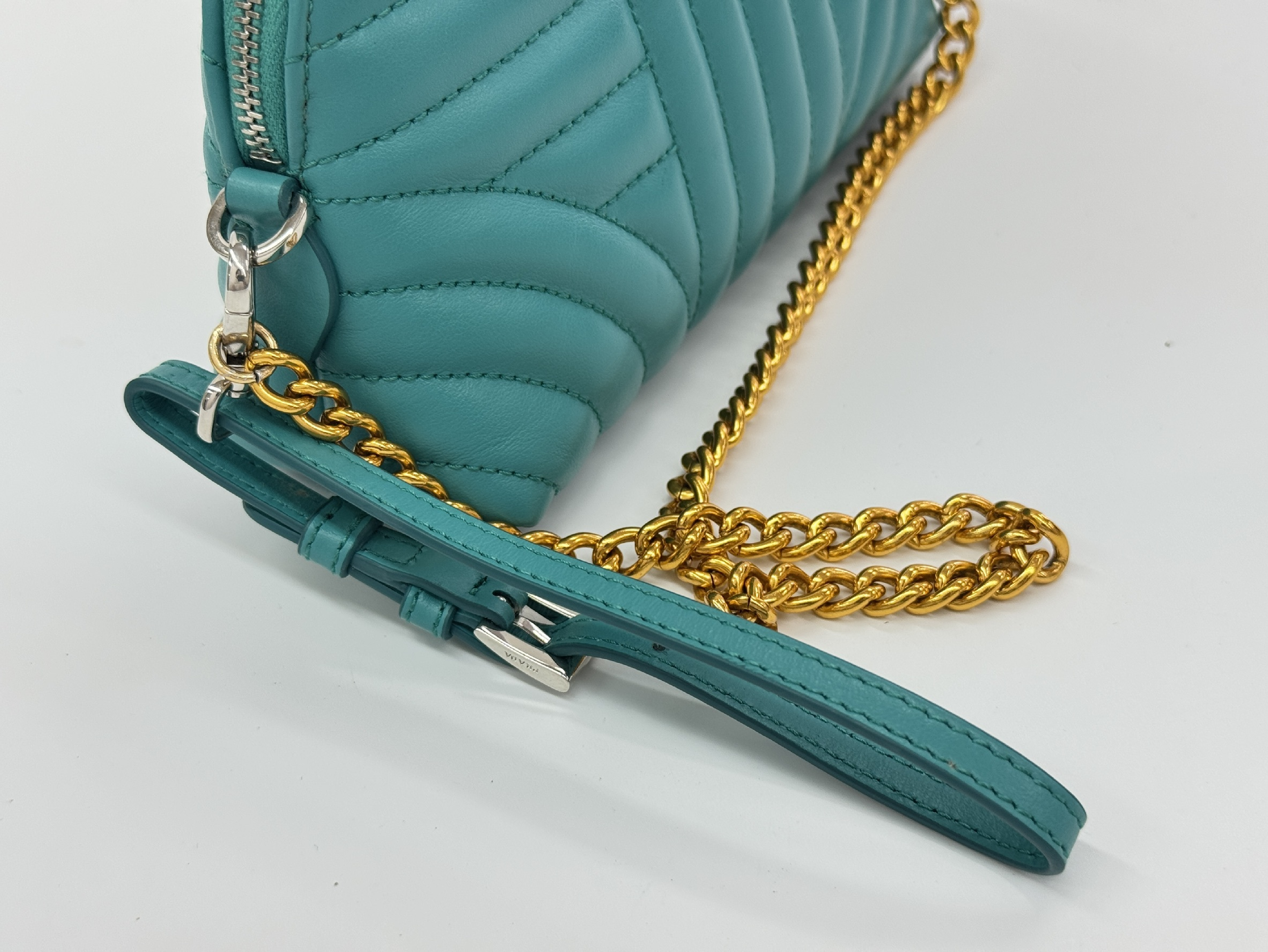 quilted mini leather shoulder pouch 1NE010 (with box) — view 9