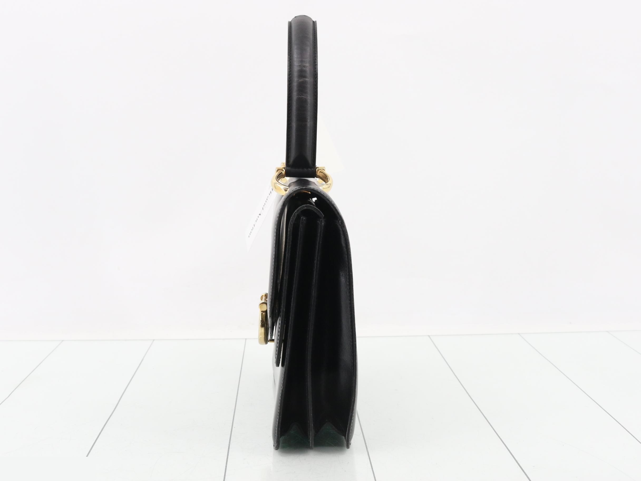 Leather, Gancini hardware, double flap handbag — view 3