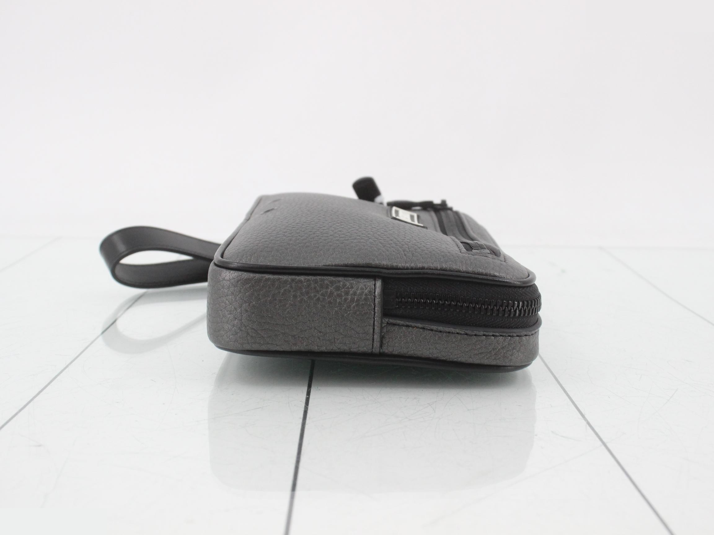 Alpha clutch bag, unused, stored item, metallic gray. — view 3