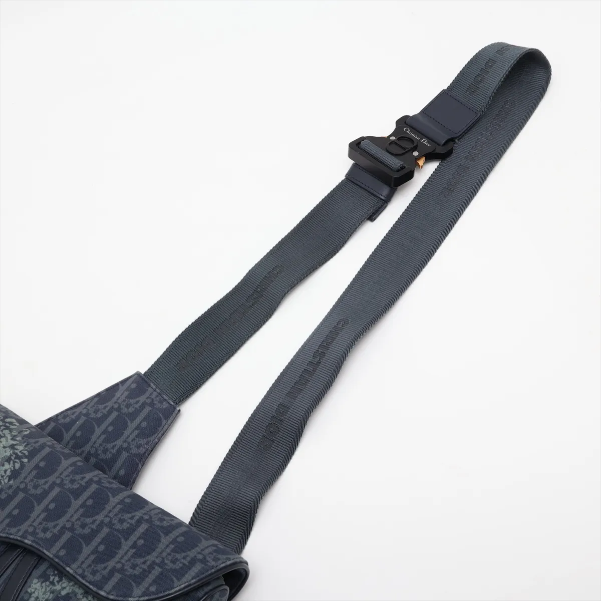 Oblique Canvas x Leather Body Bag, Blue — view 5