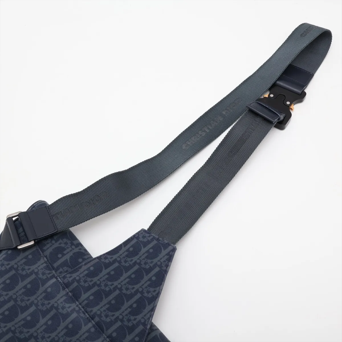 Oblique Canvas x Leather Body Bag, Blue — view 6